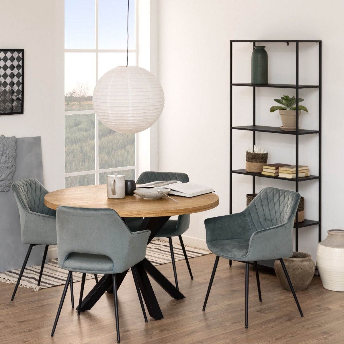Newcastle Tall Bookcase with 5 Shelves in Matt Black – FTG, view 7