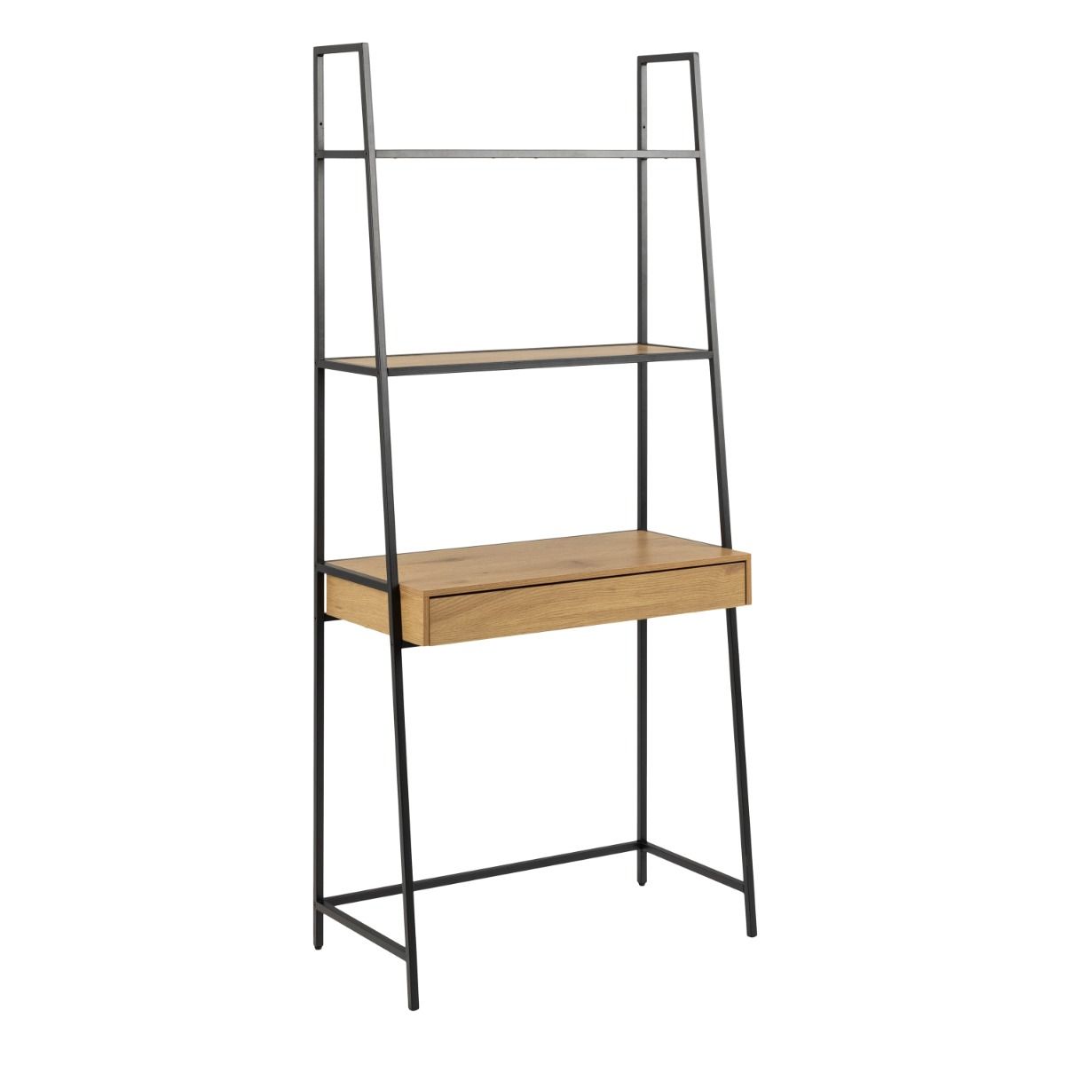 Seaford Bookcase Desk with 1 Drawer in Black and Oak – FTG