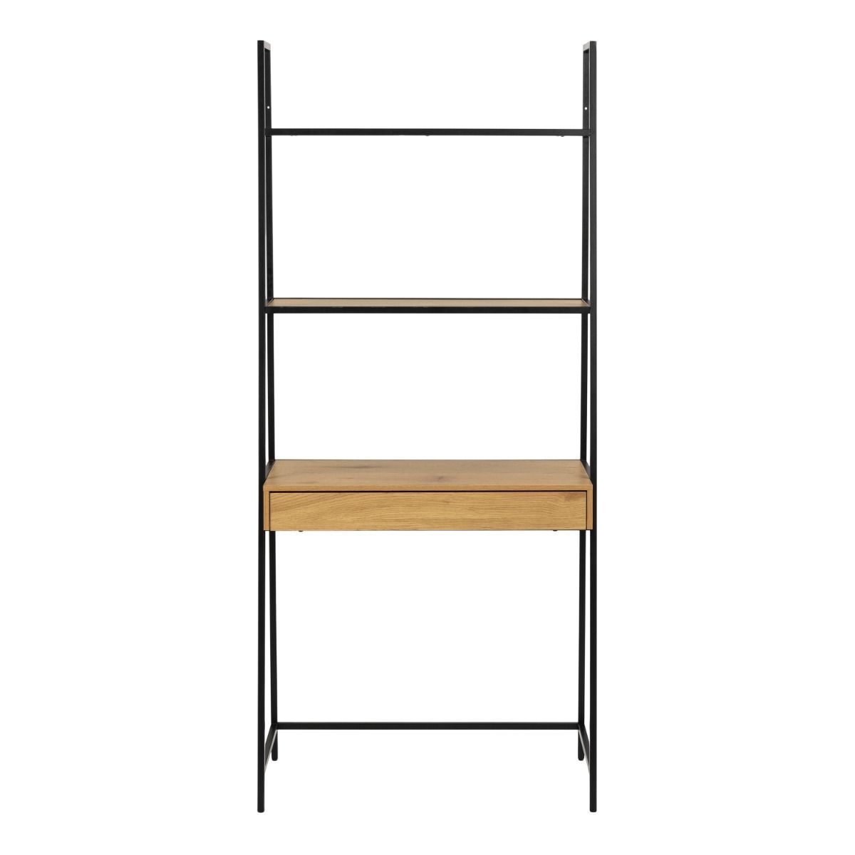 Seaford Bookcase Desk with 1 Drawer in Black and Oak – FTG, view 2