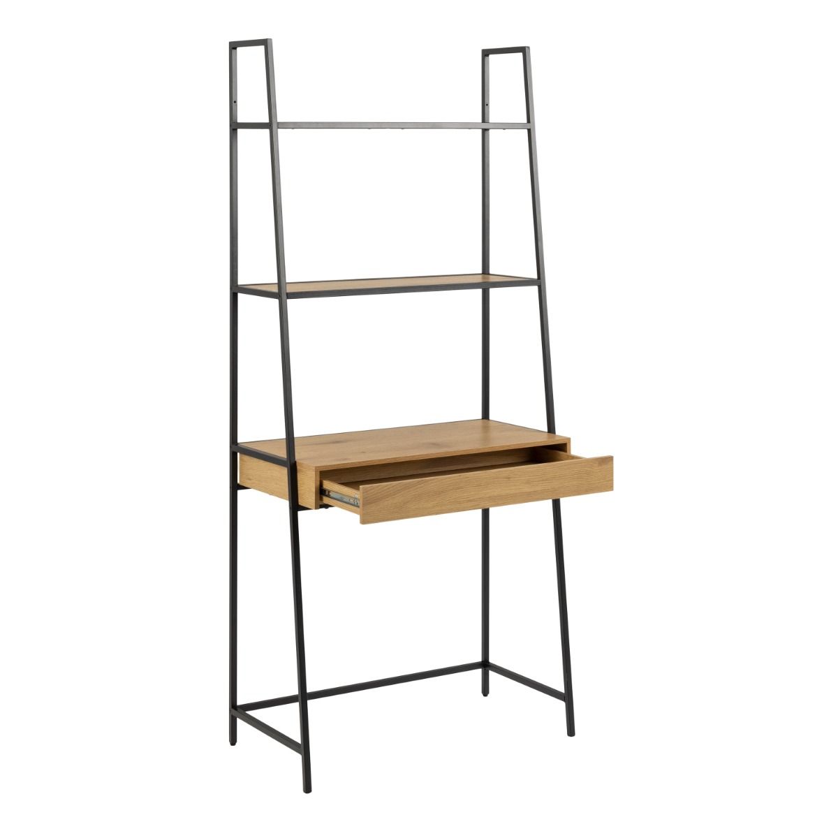 Seaford Bookcase Desk with 1 Drawer in Black and Oak – FTG, view 4