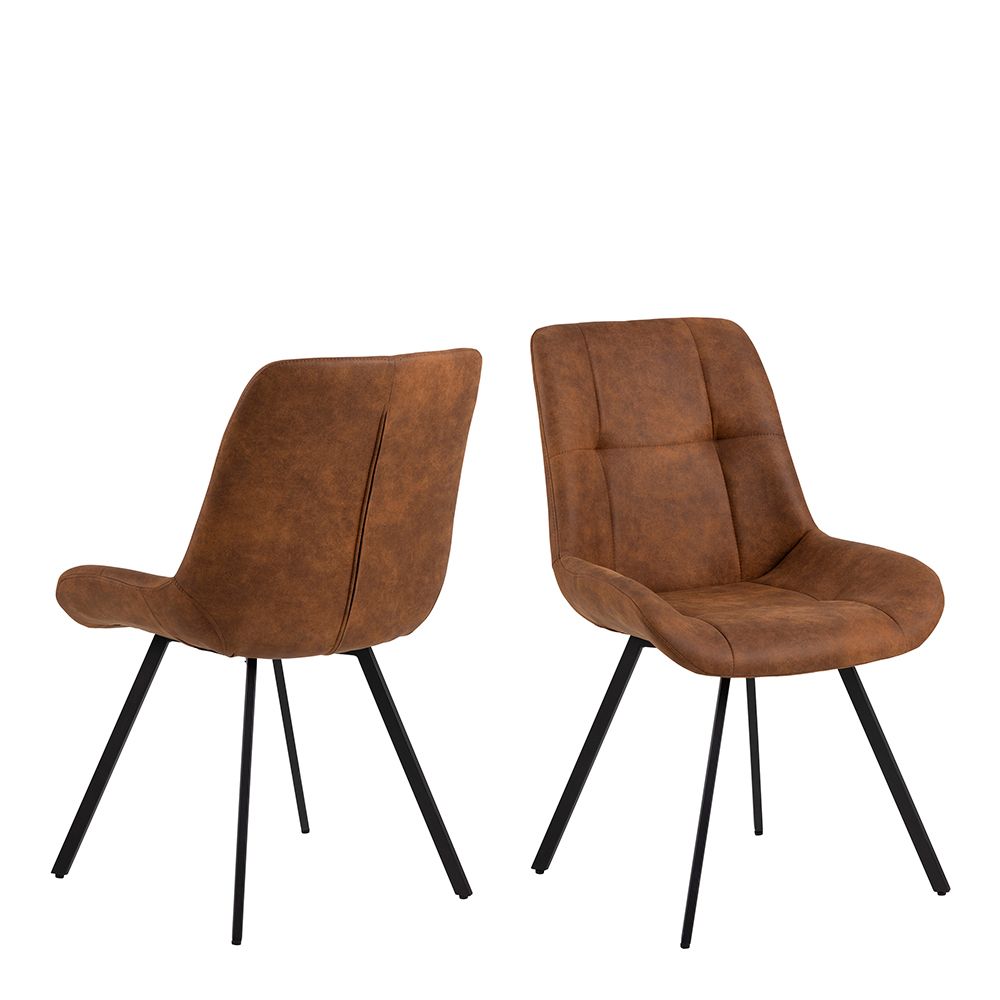 Waylor Dining Chair in Brown Fabric Set of 2 – FTG