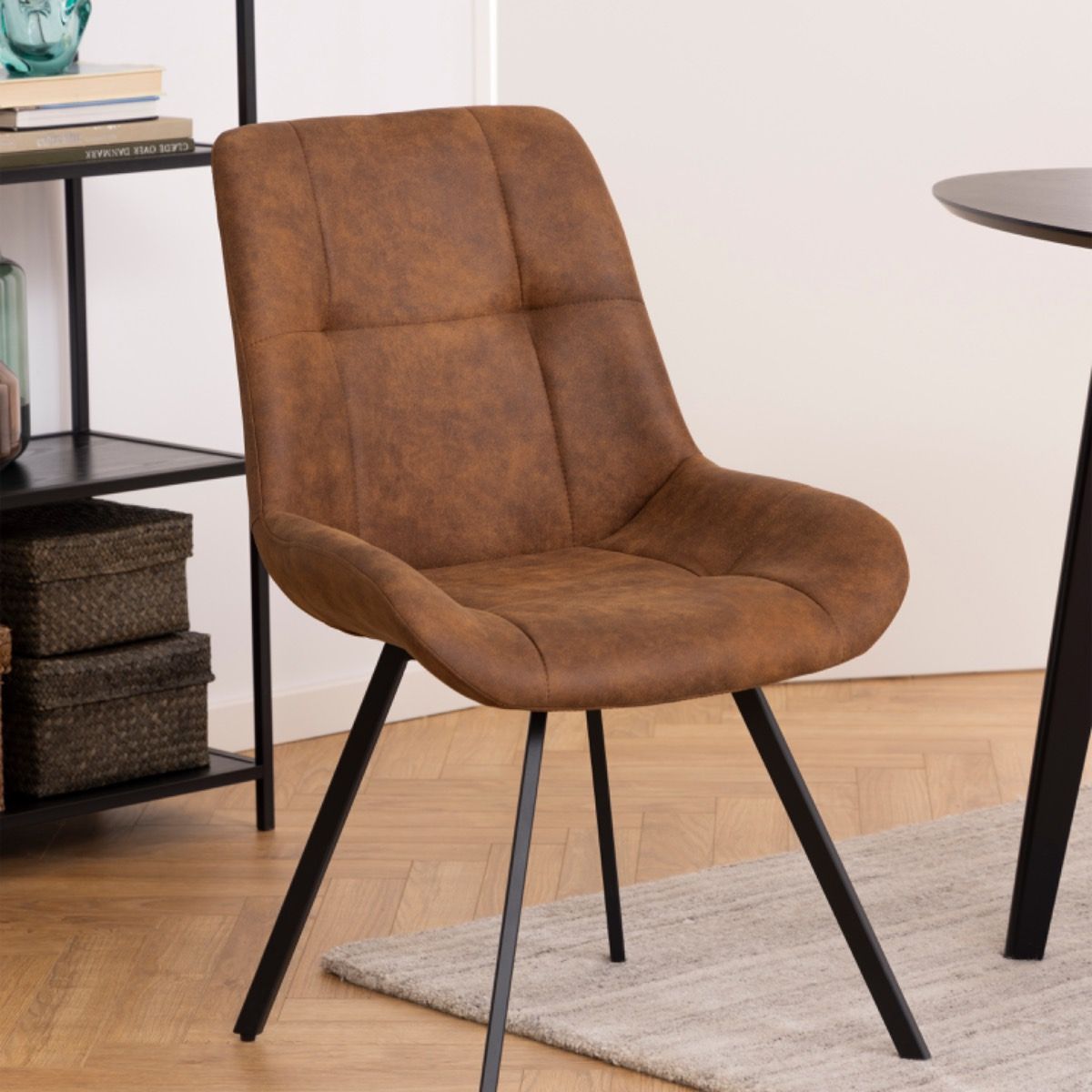Waylor Dining Chair in Brown Fabric Set of 2 – FTG, view 5