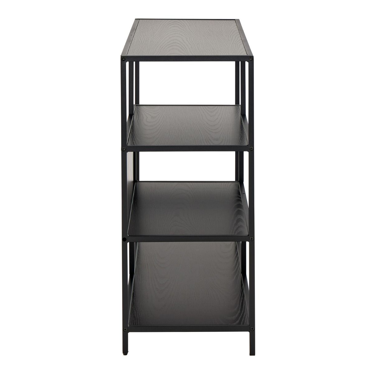 Seaford Wide Ash Black Metal Bookcase With 4 Black Ash Shelves – FTG, view 3