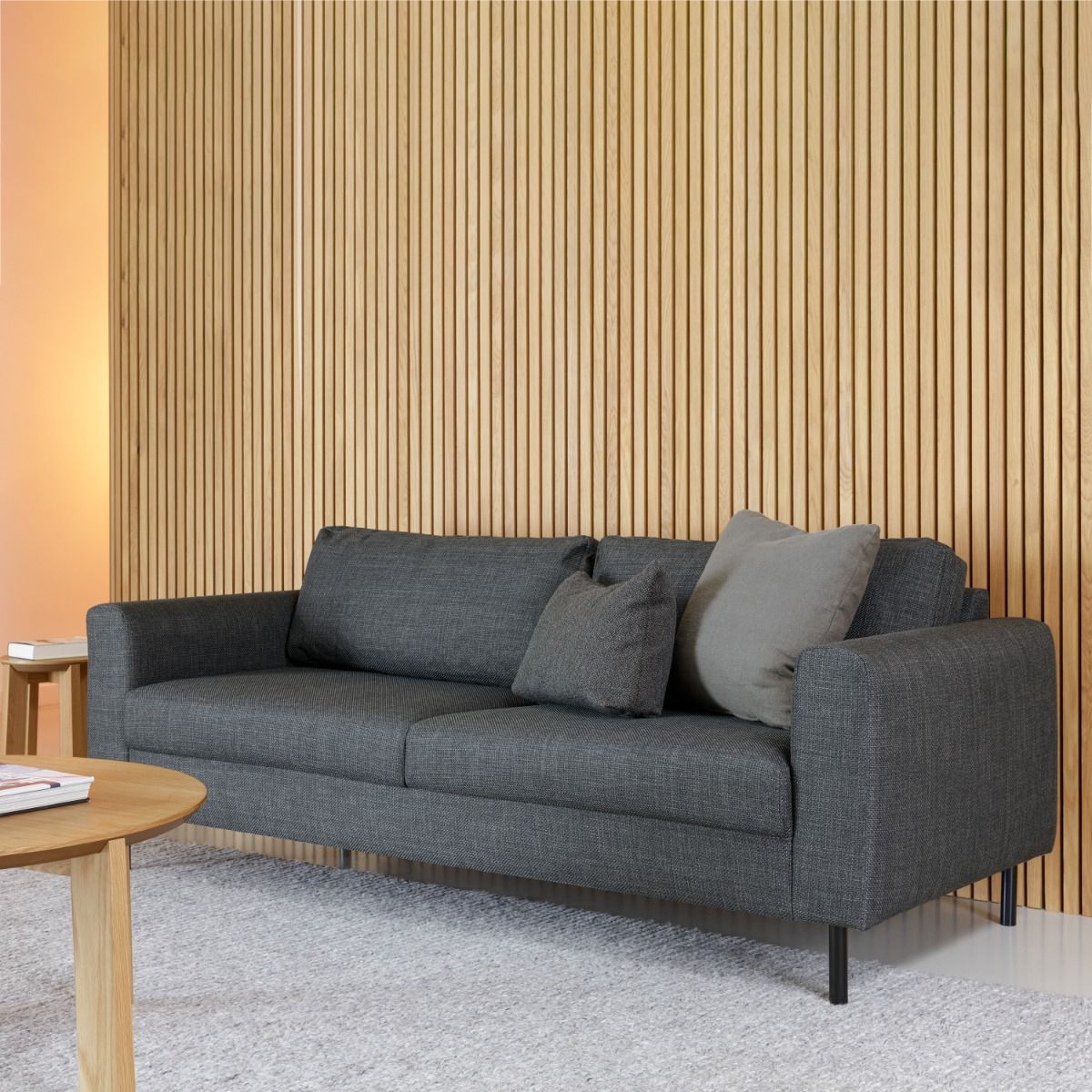 Omaha 3 Seater Sofa in Dark Grey Basel Fabric – FTG, view 5