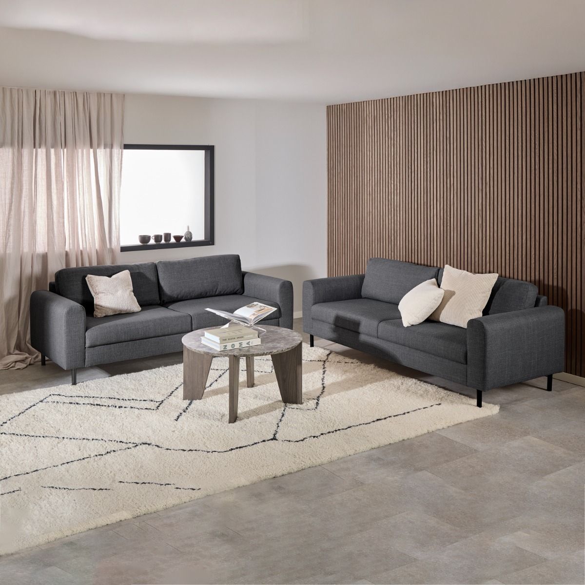 Omaha 3 Seater Sofa in Dark Grey Basel Fabric – FTG, view 6