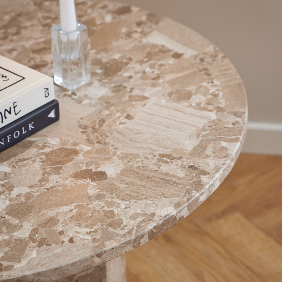 Naxos Round Coffee Table in Brown Marble – FTG, view 5