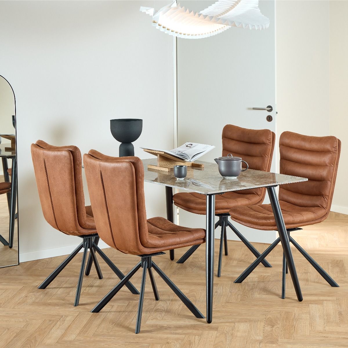 Wicklow Ceramic Dining Table Brown/Black – FTG, view 4