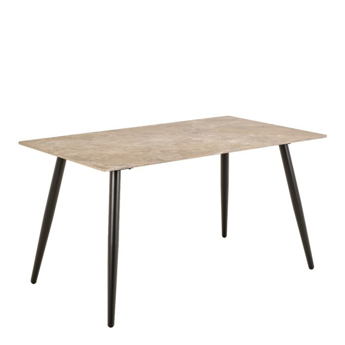 Wicklow Ceramic Dining Table Brown/Black 140x75cm Included 4 Brooke Dining Chairs in Monza Beige – FTG, view 2