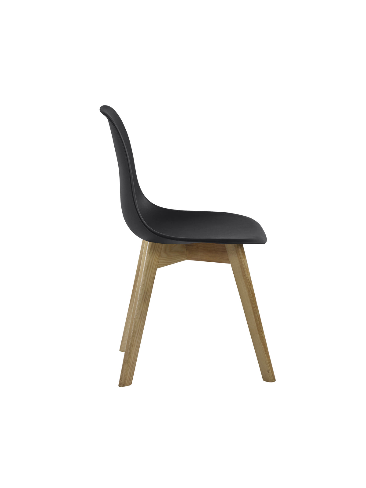 Set of 2 Agatha Black Plastic Dining Chairs with Wooden Legs