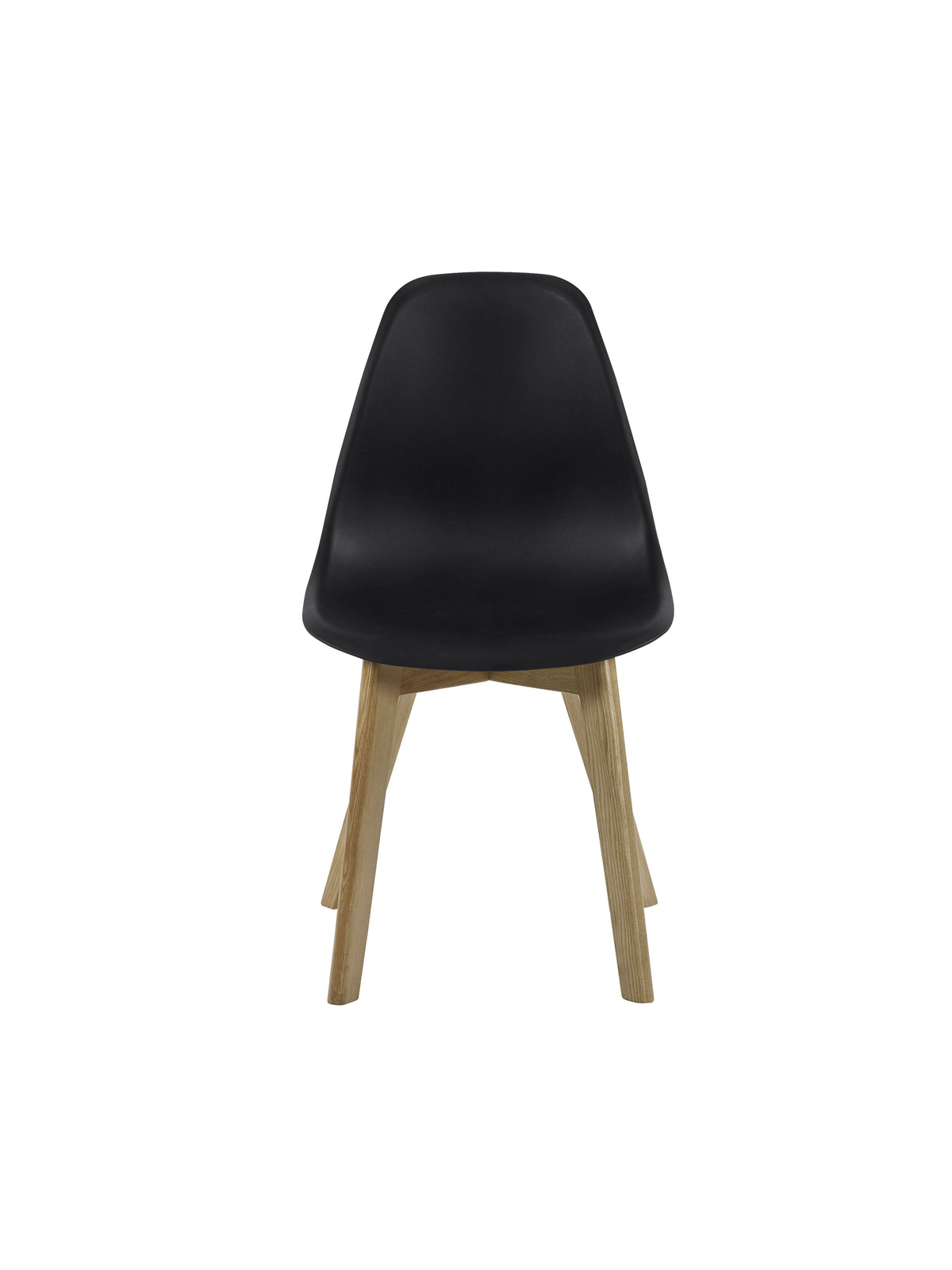 Set of 2 Agatha Black Plastic Dining Chairs with Wooden Legs