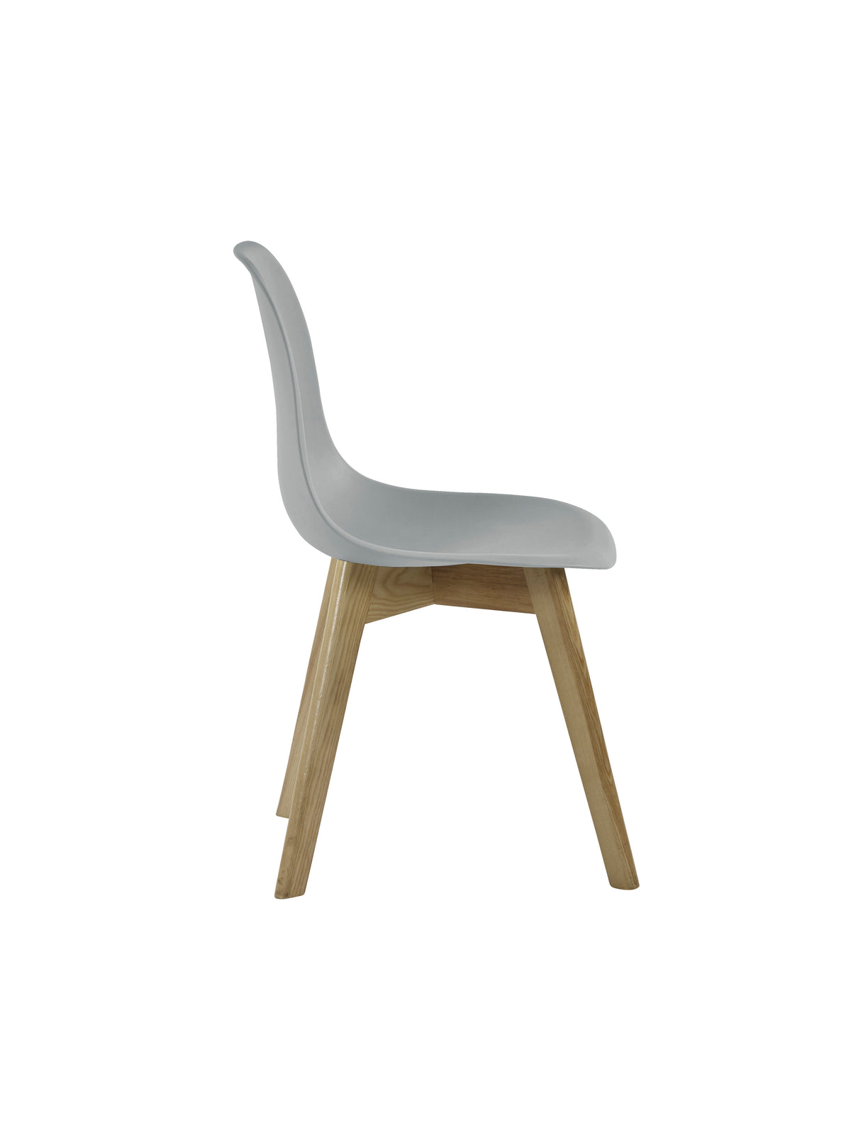 Set of 2 Agatha Grey Plastic Dining Chairs with Wooden Legs