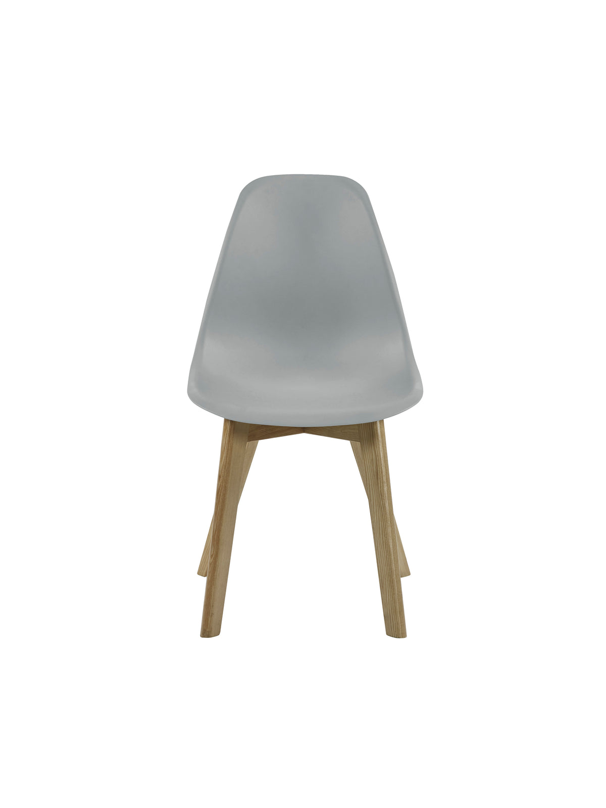 Set of 2 Agatha Grey Plastic Dining Chairs with Wooden Legs