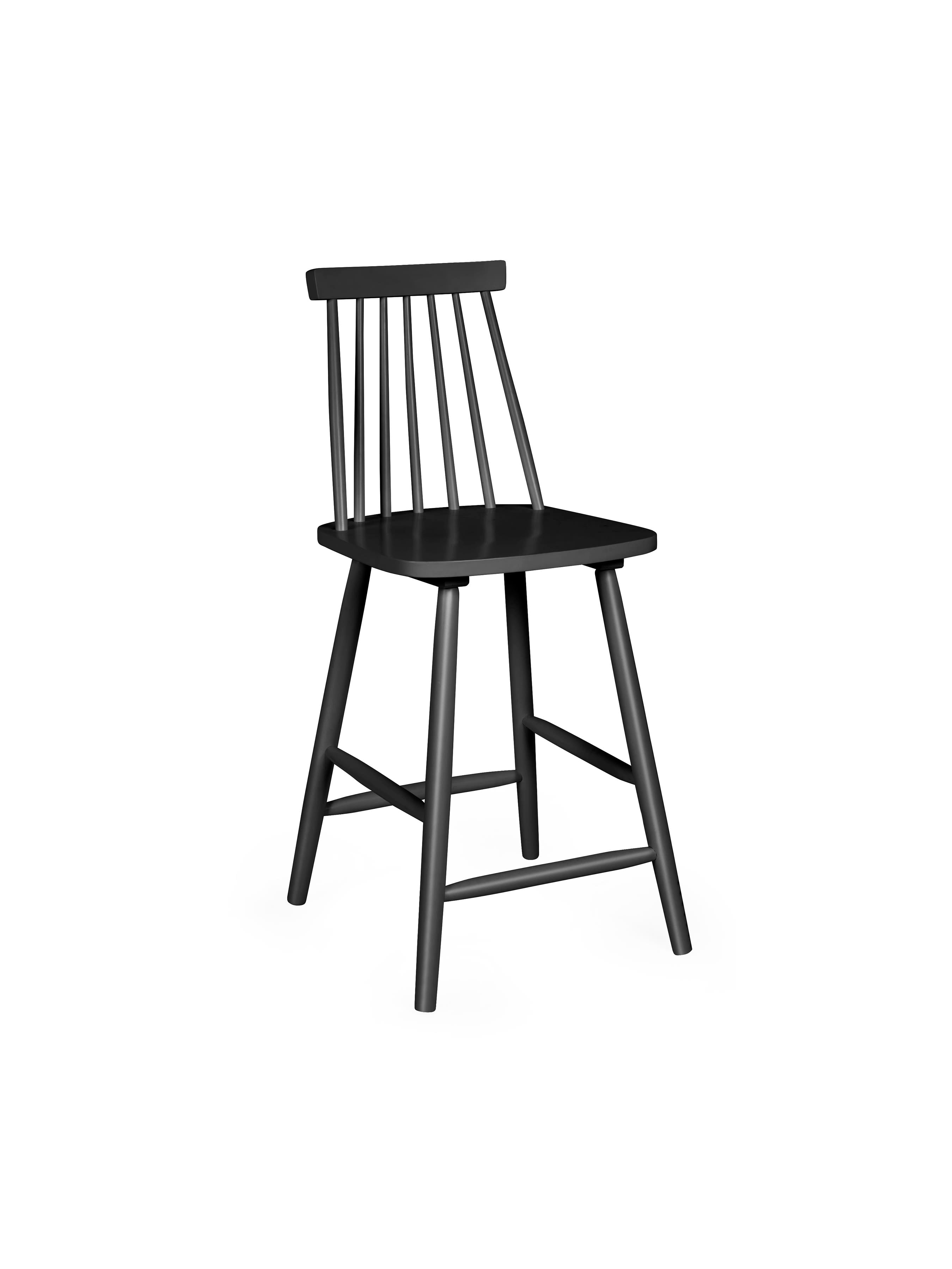 Alassio Black Spindle Back 112cm Solid Wood Bar Stool