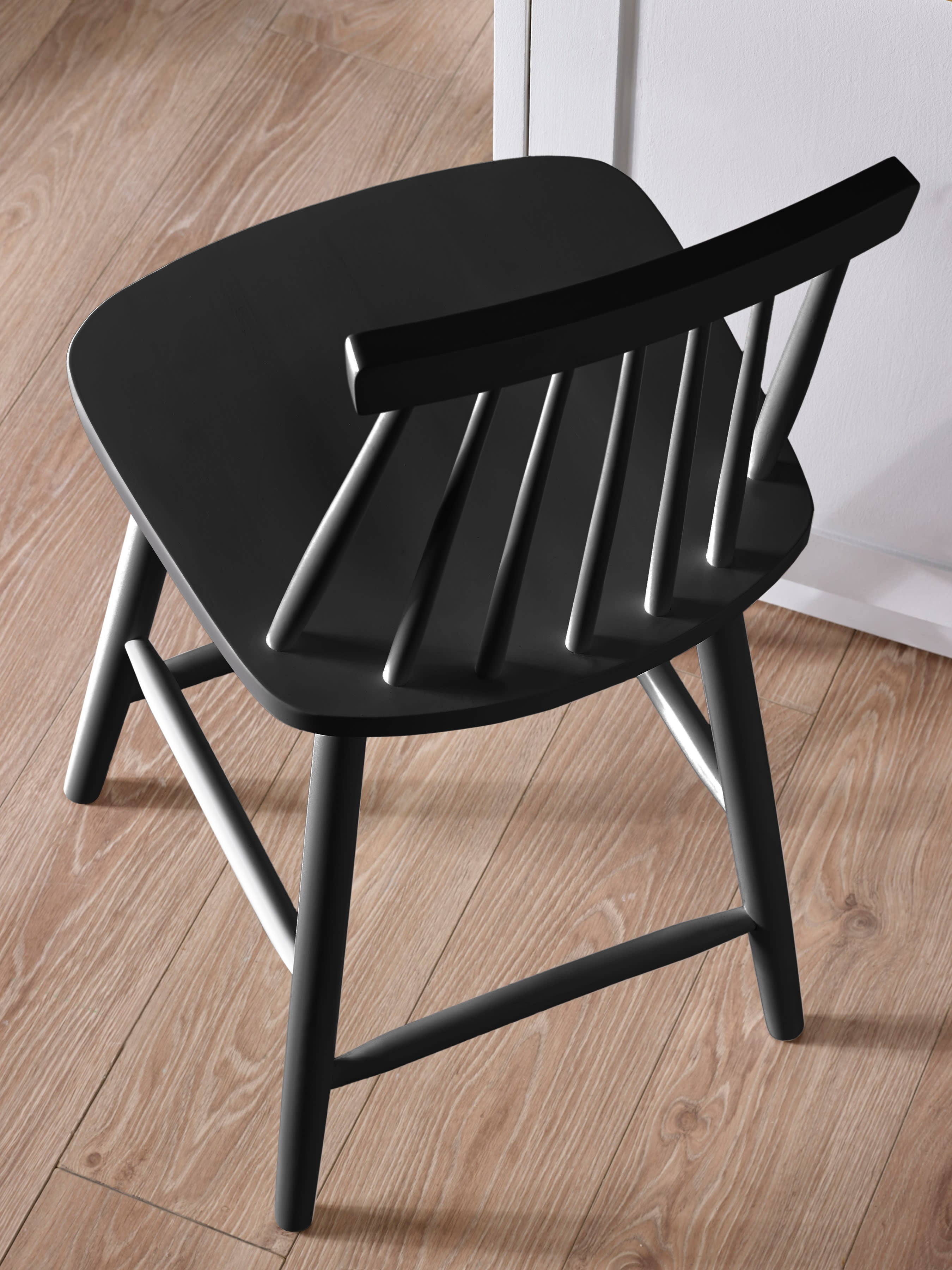 Alassio Black Spindle Back 112cm Solid Wood Bar Stool