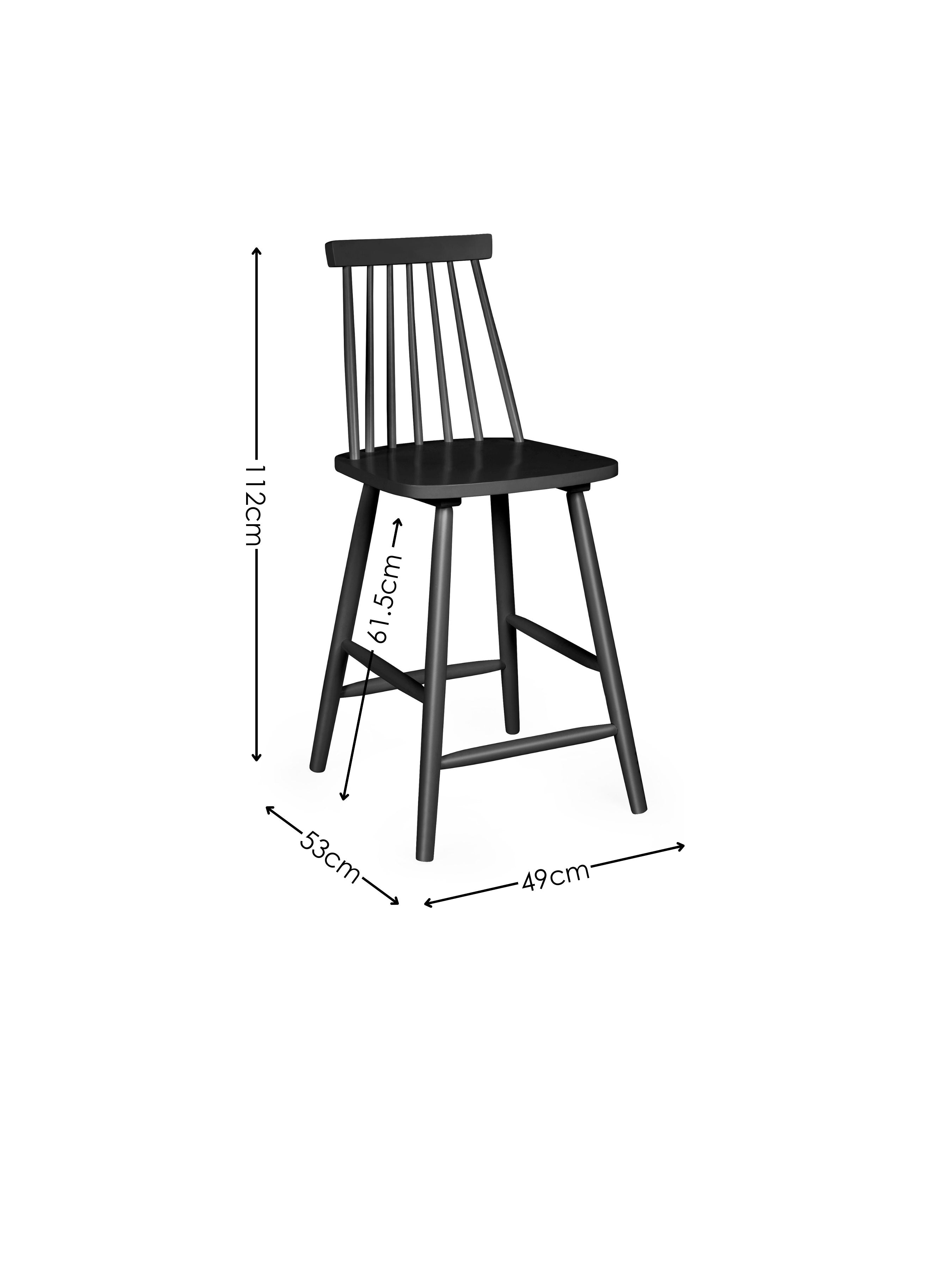 Alassio Black Spindle Back 112cm Solid Wood Bar Stool
