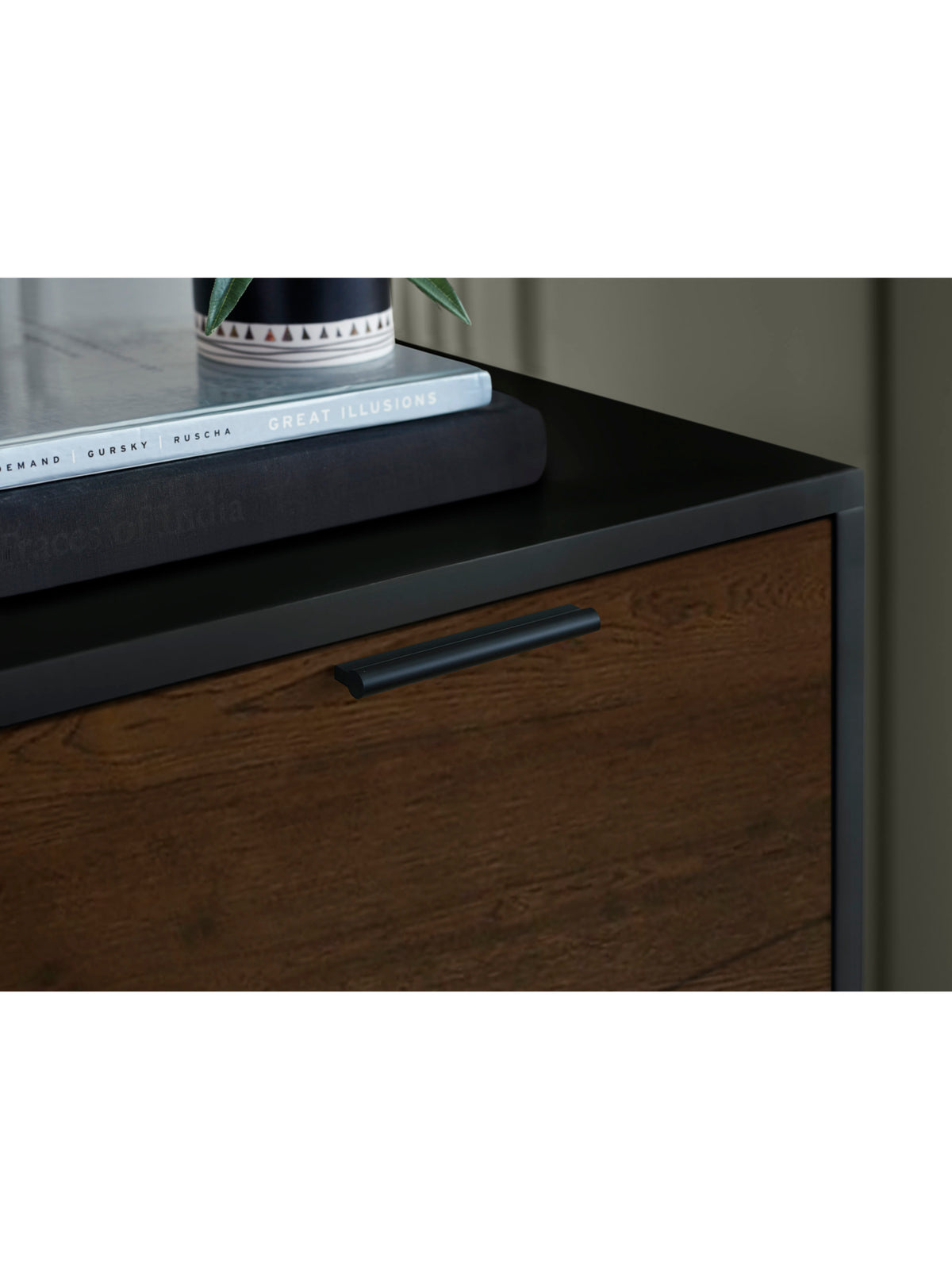 Alba 2 Drawer Bedside - Walnut/Black