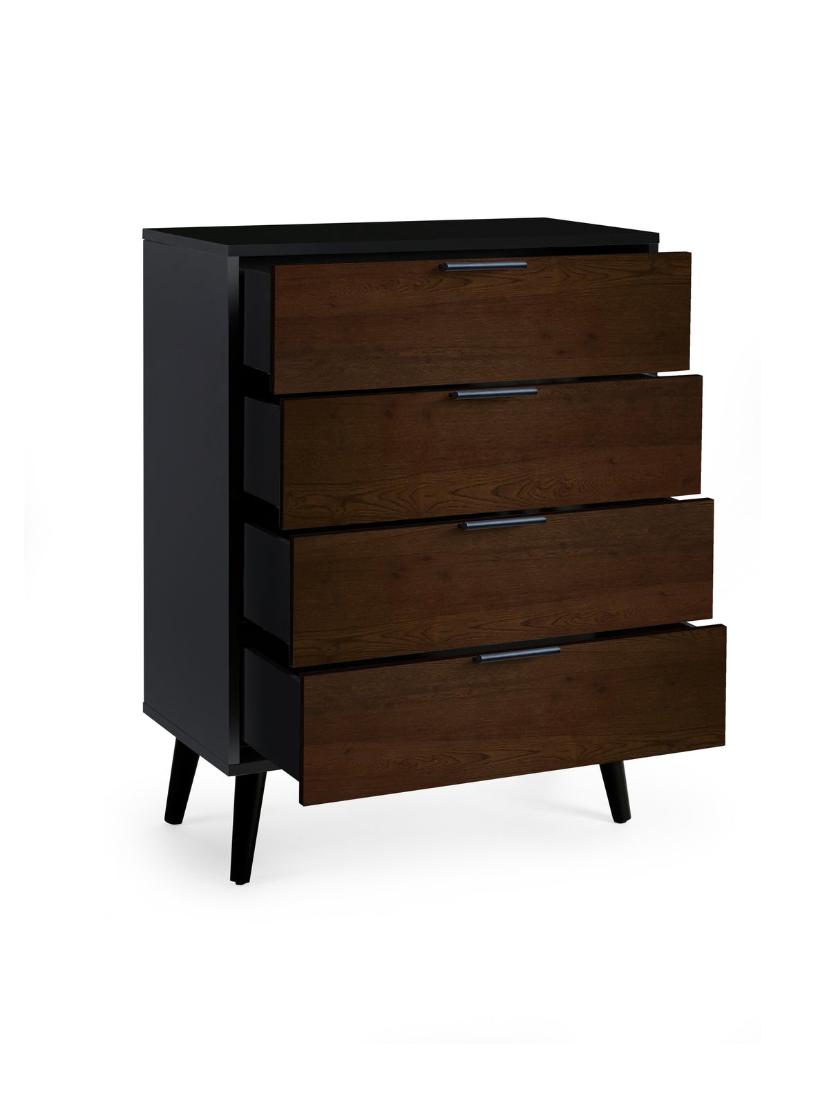 Alba 4 Drawer Wide Chest - Walnut/Black