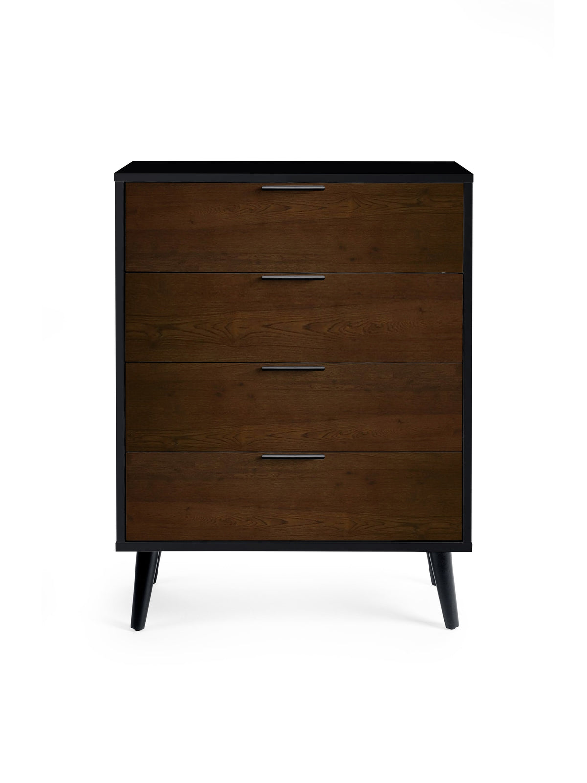 Alba 4 Drawer Wide Chest - Walnut/Black
