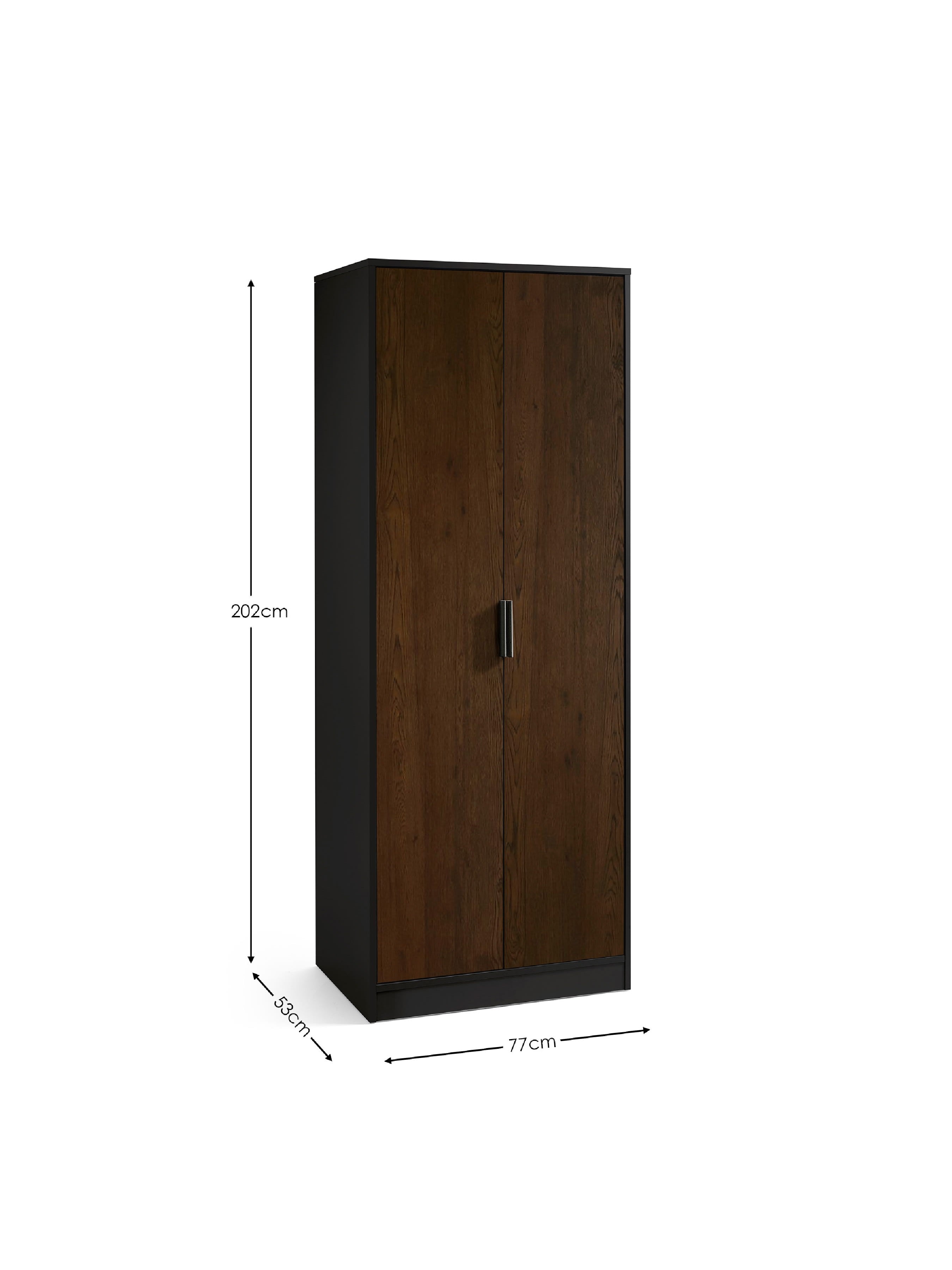 Alba 2 Door Wardrobe - Walnut/Black