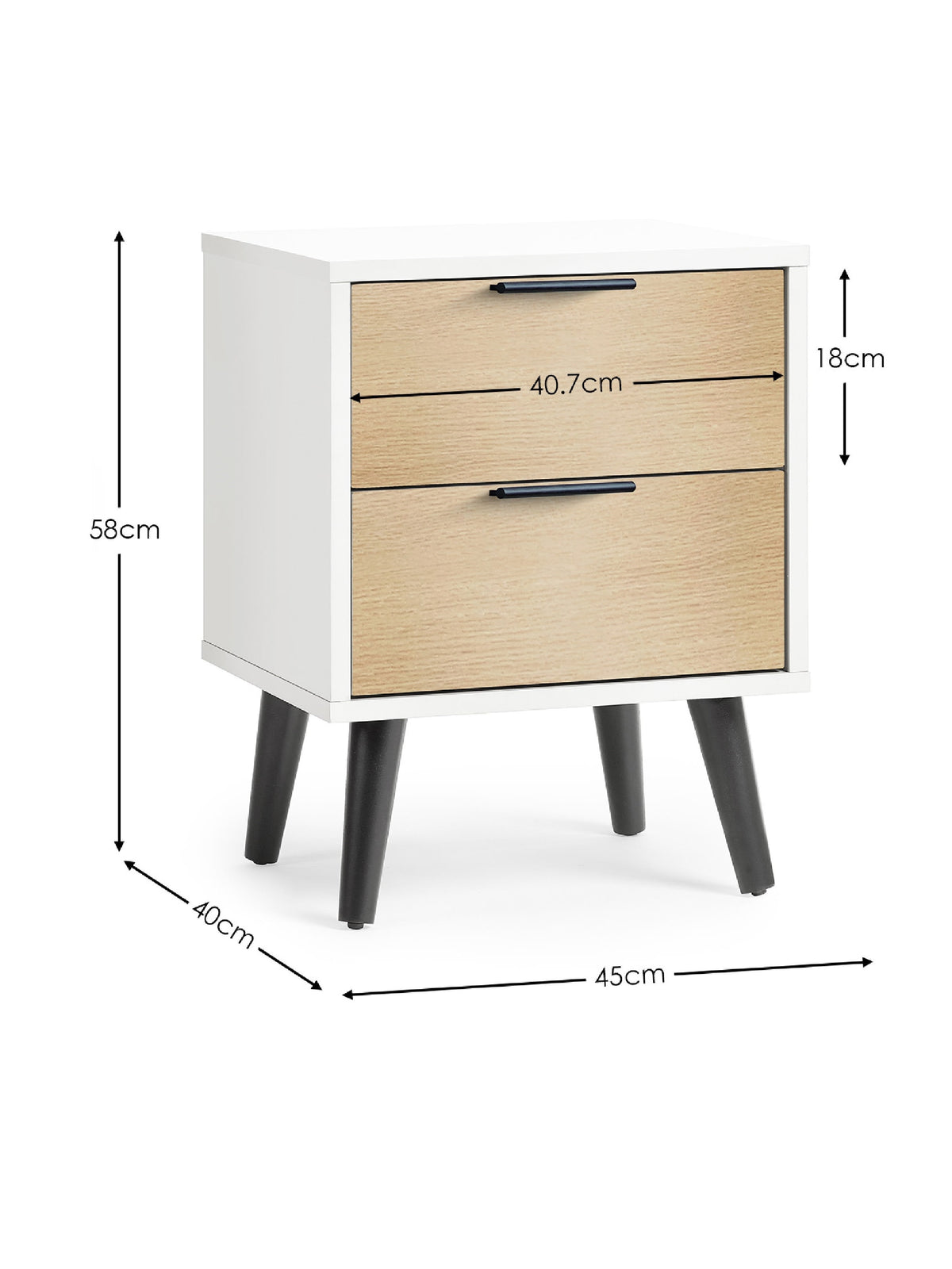 Alba 2 Drawer Bedside - White/Oak