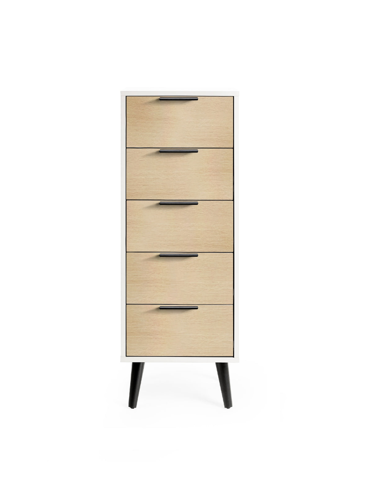 Alba 5 Drawer Narrow Chest - White/Oak