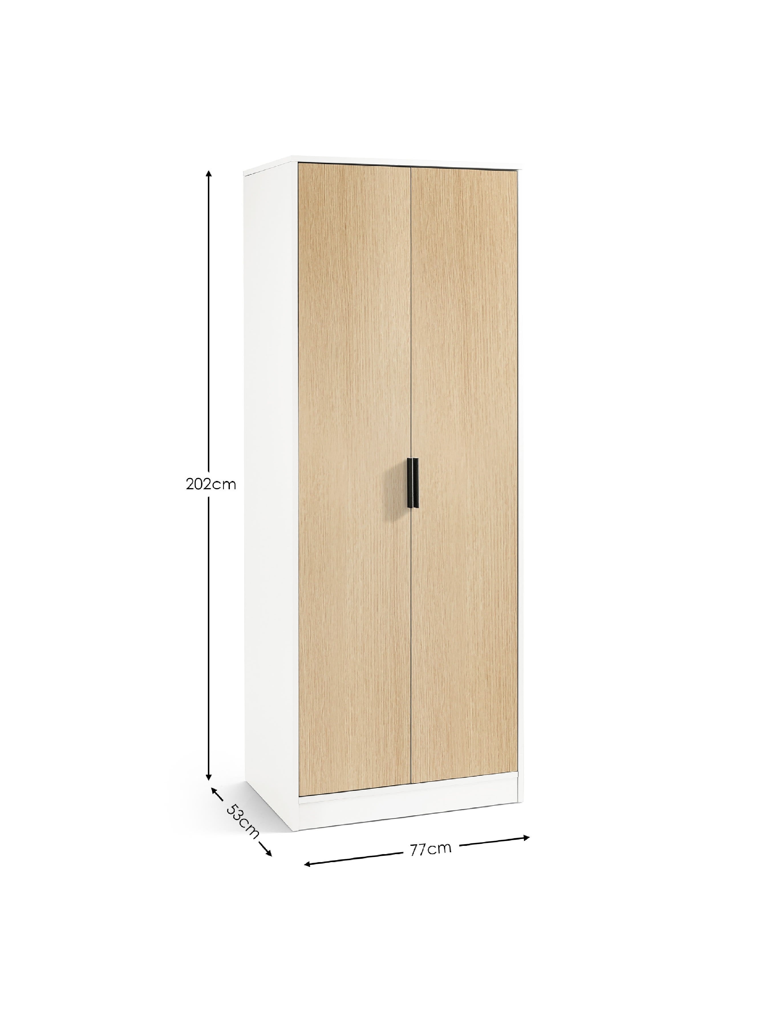 Alba 2 Door Wardrobe - White/Oak
