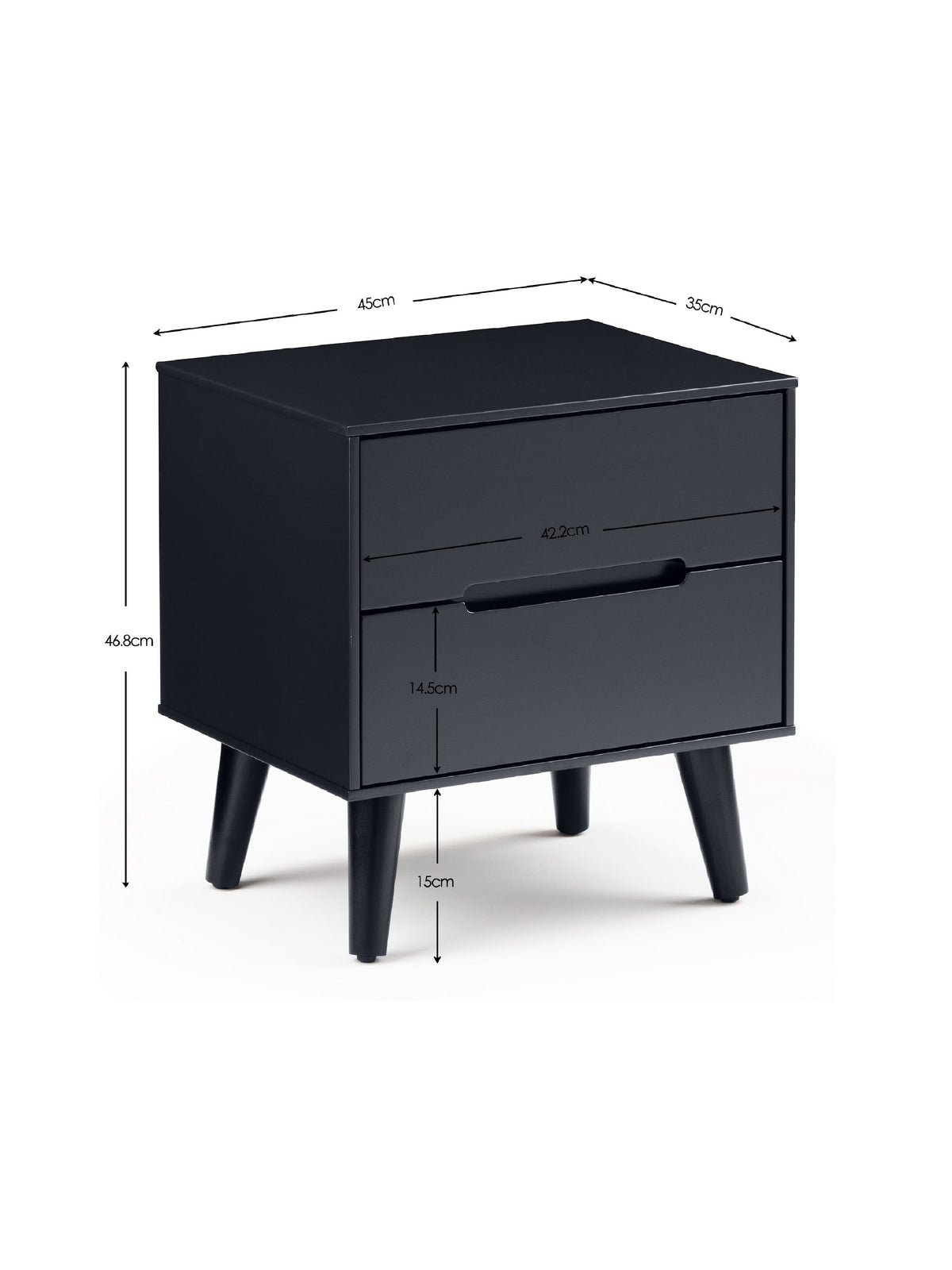 Alicia 2 Drawer Bedside - Anthracite