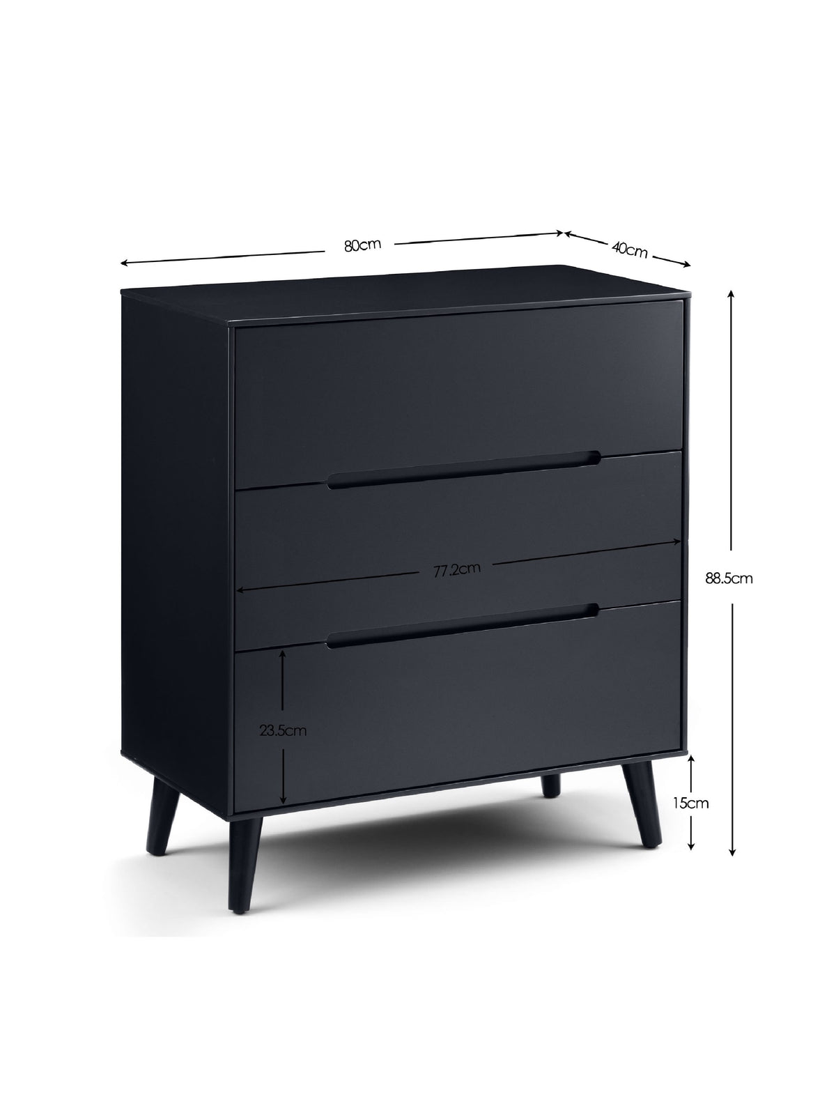 Alicia 3 Drawer Chest - Anthracite