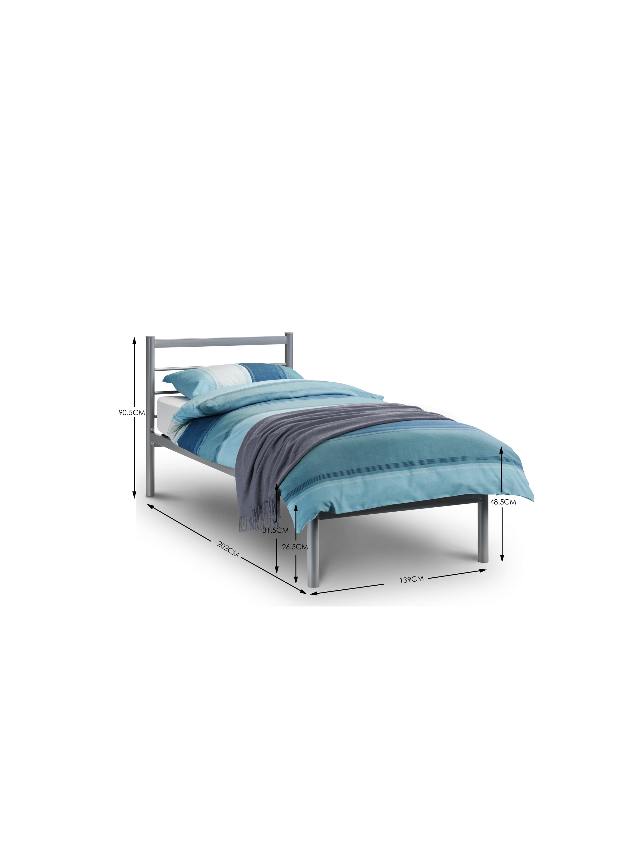 Alpen Silver Metal Bed