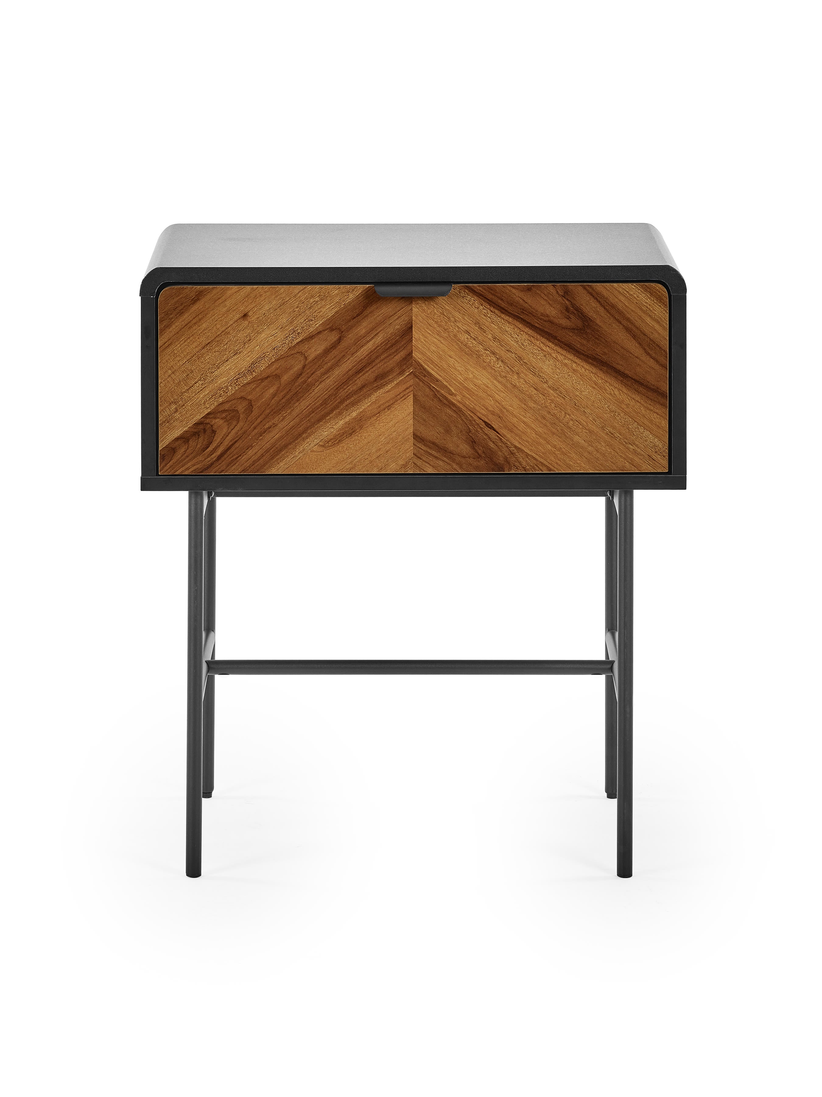 Alvin Black and Natural Wood‑effect 1 Drawer Lamp Table