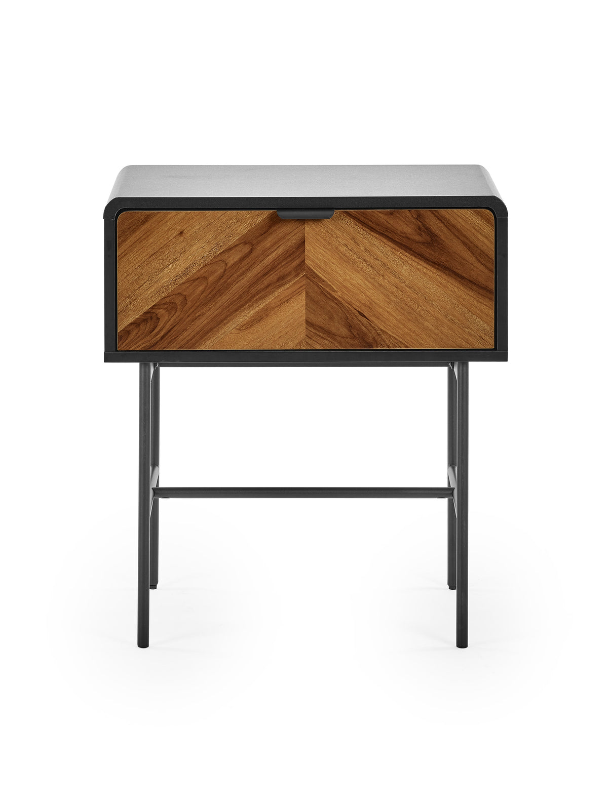 Alvin Black and Natural Wood‑effect 1 Drawer Lamp Table
