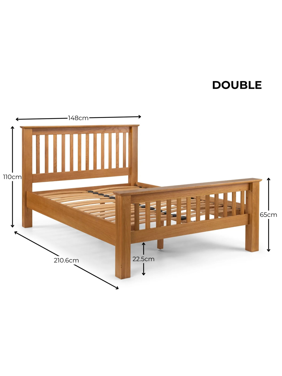 Amsterdam Oak Bed with High Foot End - Wood - Light Oak