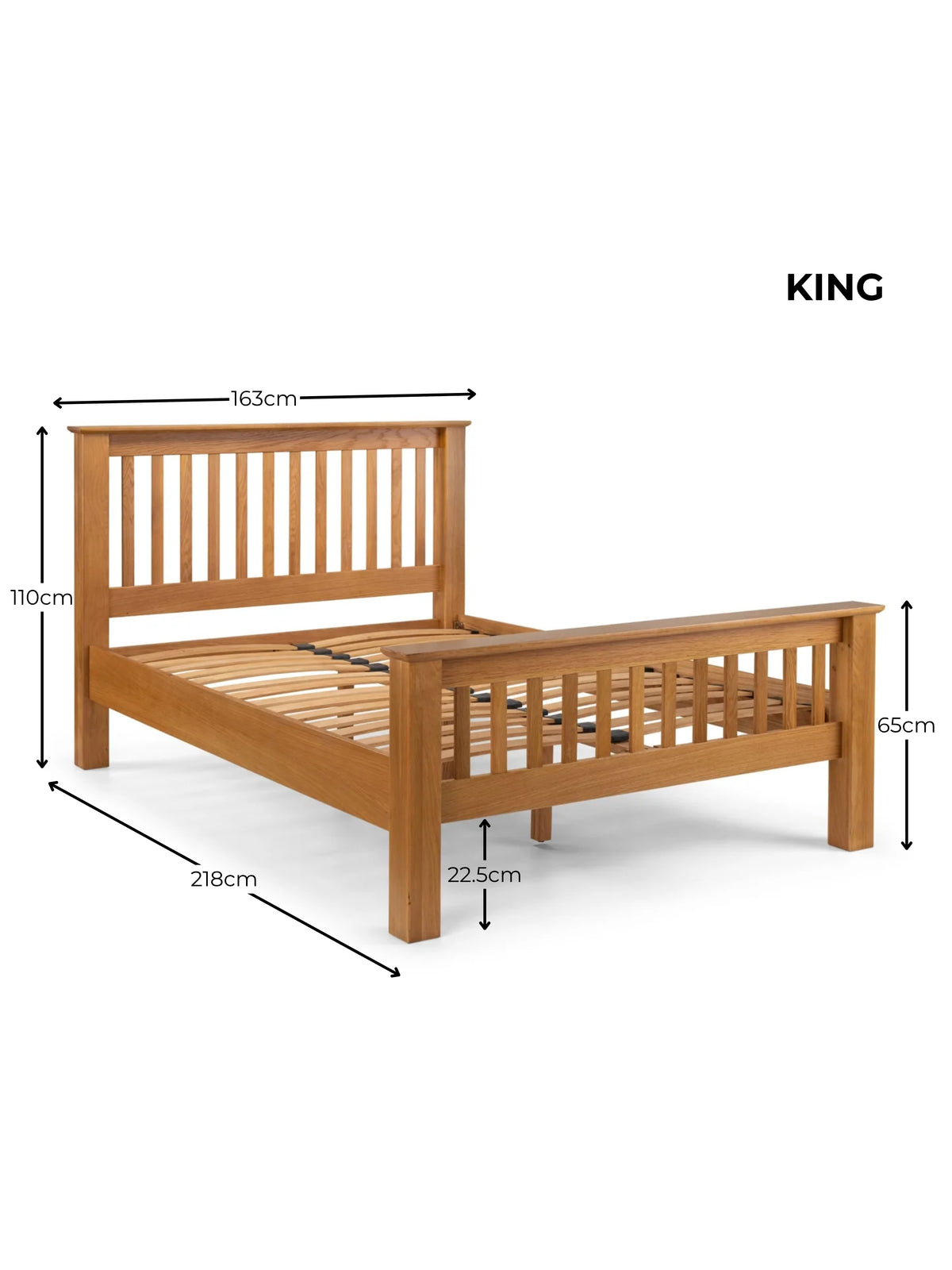 Amsterdam Oak Bed with High Foot End - Wood - Light Oak