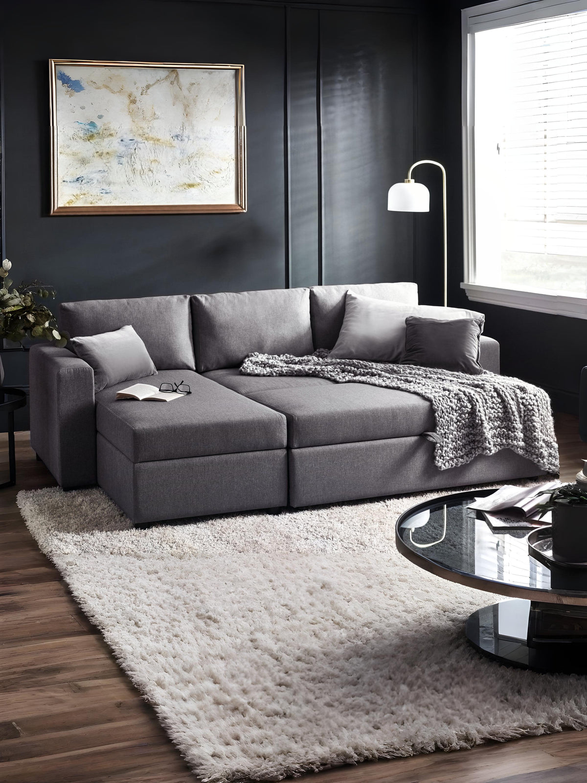 Angel Sofabed With Storage - Light Grey