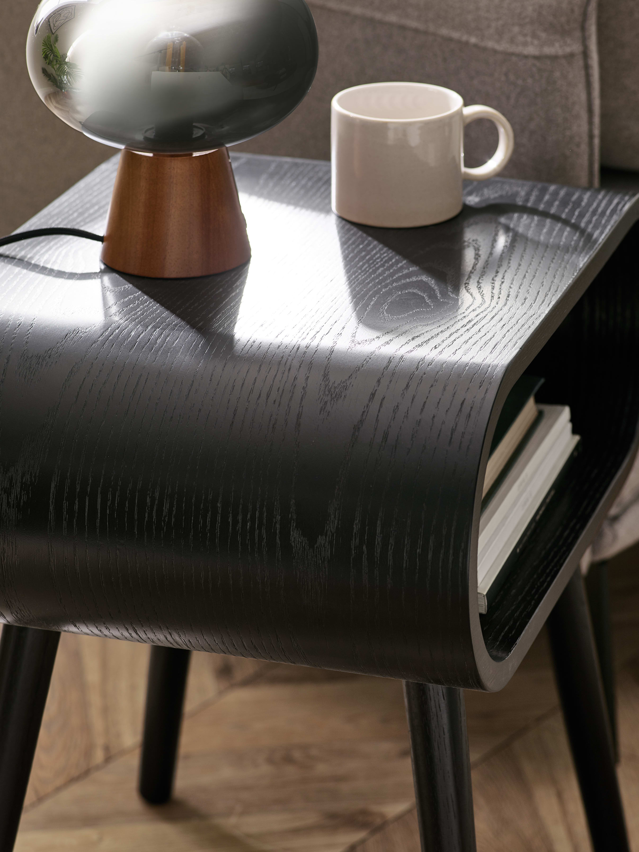 Apollo Black Ash 45cm Round Side Table – Black Ash Effect