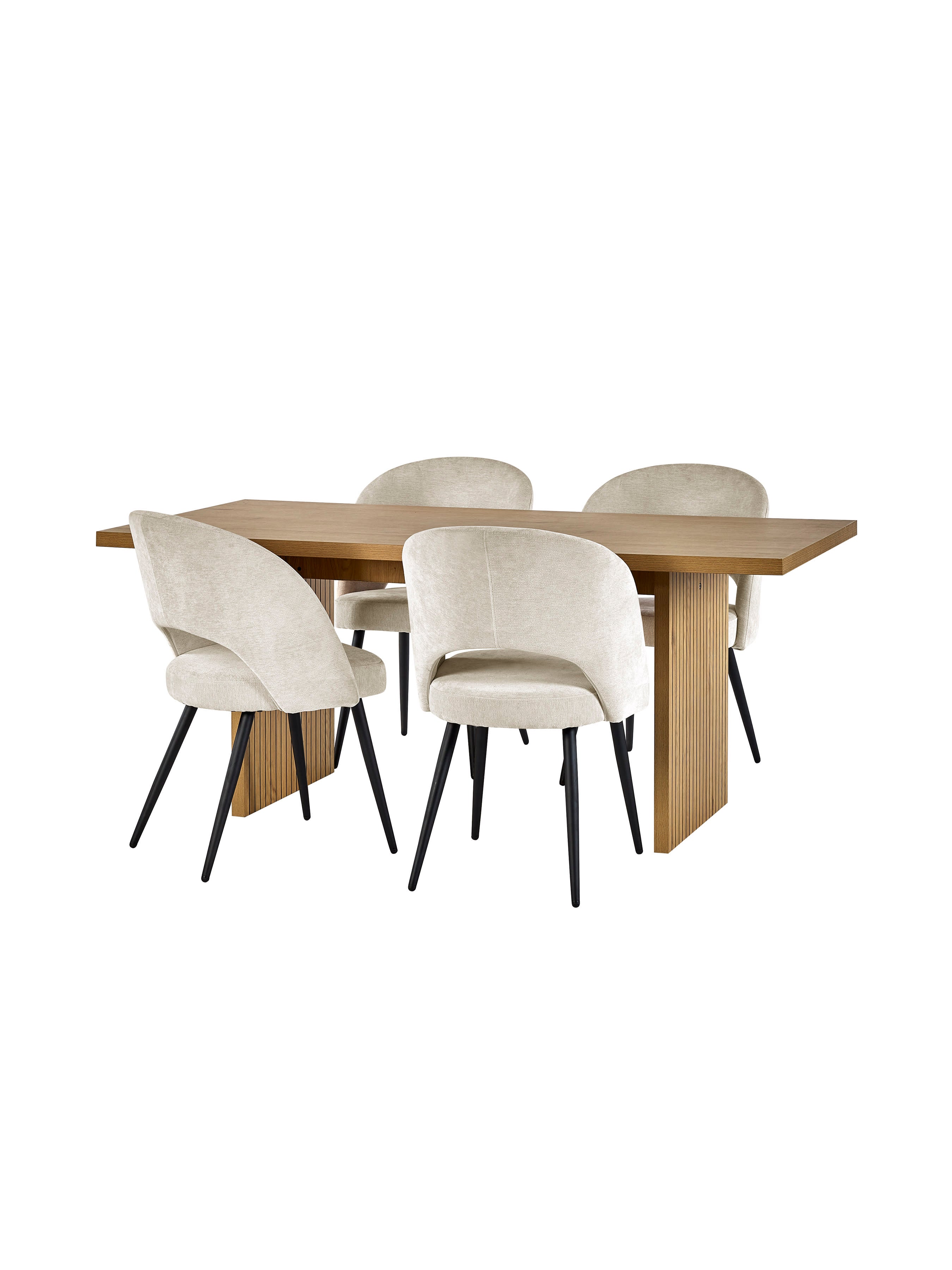 Arundel Rectangular Oak Effect Dining Table Set with 4 Ella Cream Upholstered Dining Chairs