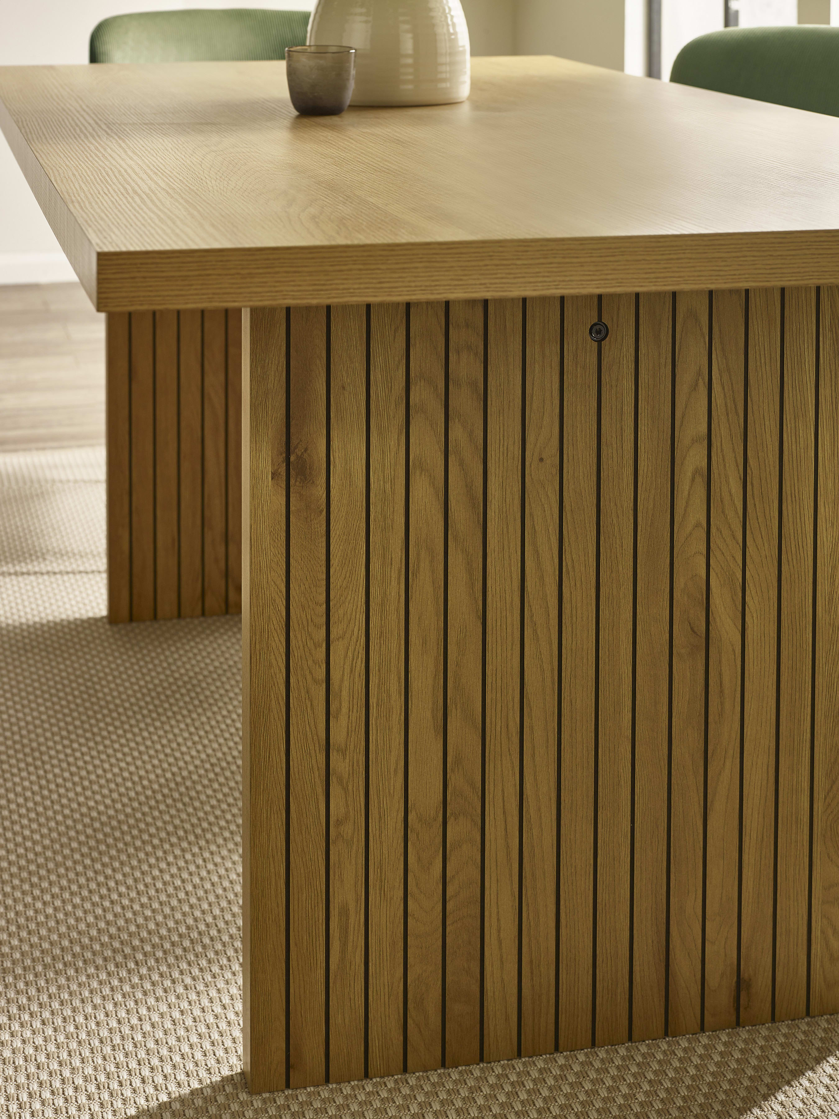Arundel Rectangular Oak Effect Dining Table Set with 6 Ella Cream Upholstered Dining Chairs