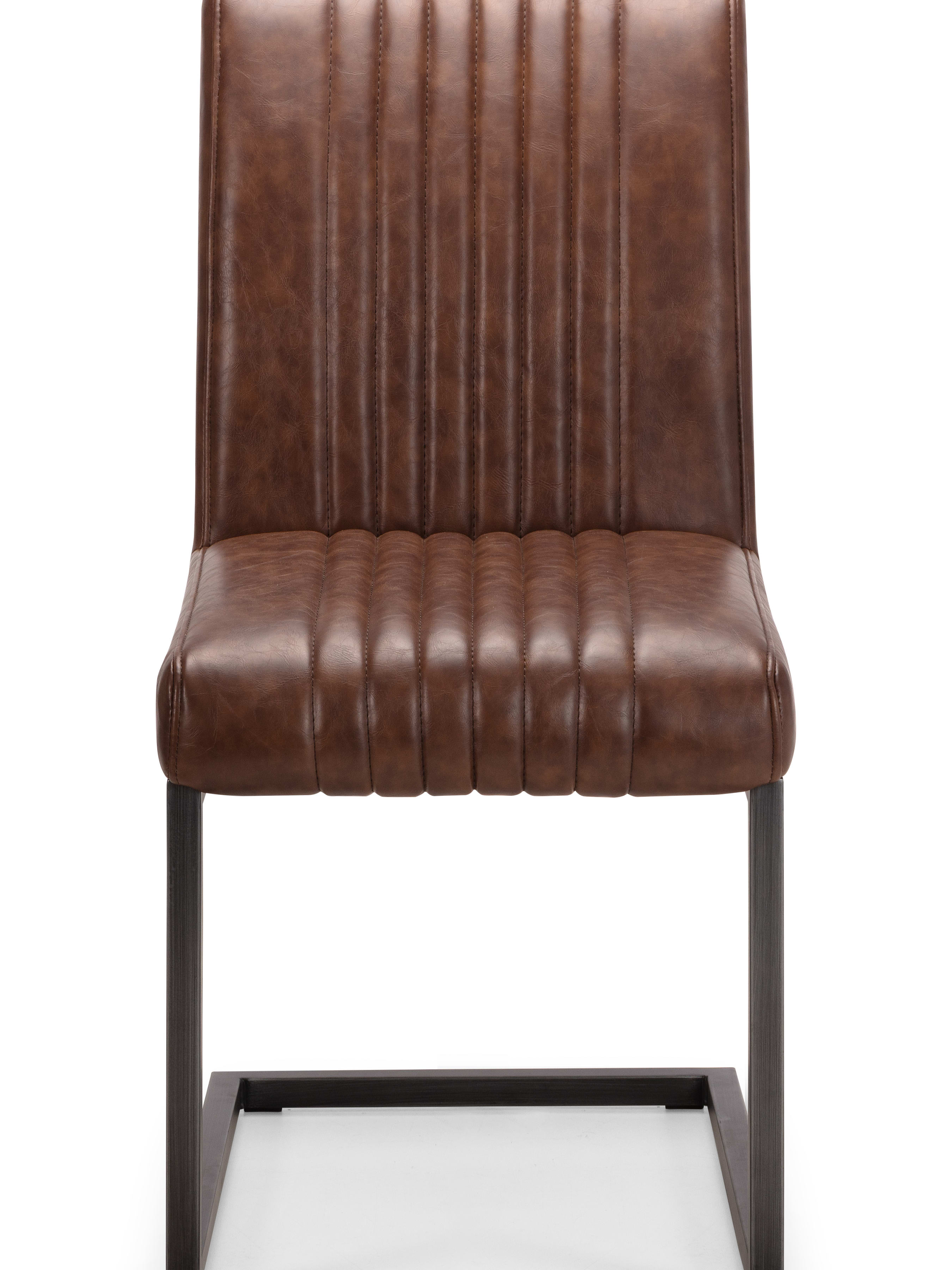 Arya 120-200cm Extending Round Dark Oak Dining Table Set with 6 Brooklyn Brown Faux Leather Dining Chairs