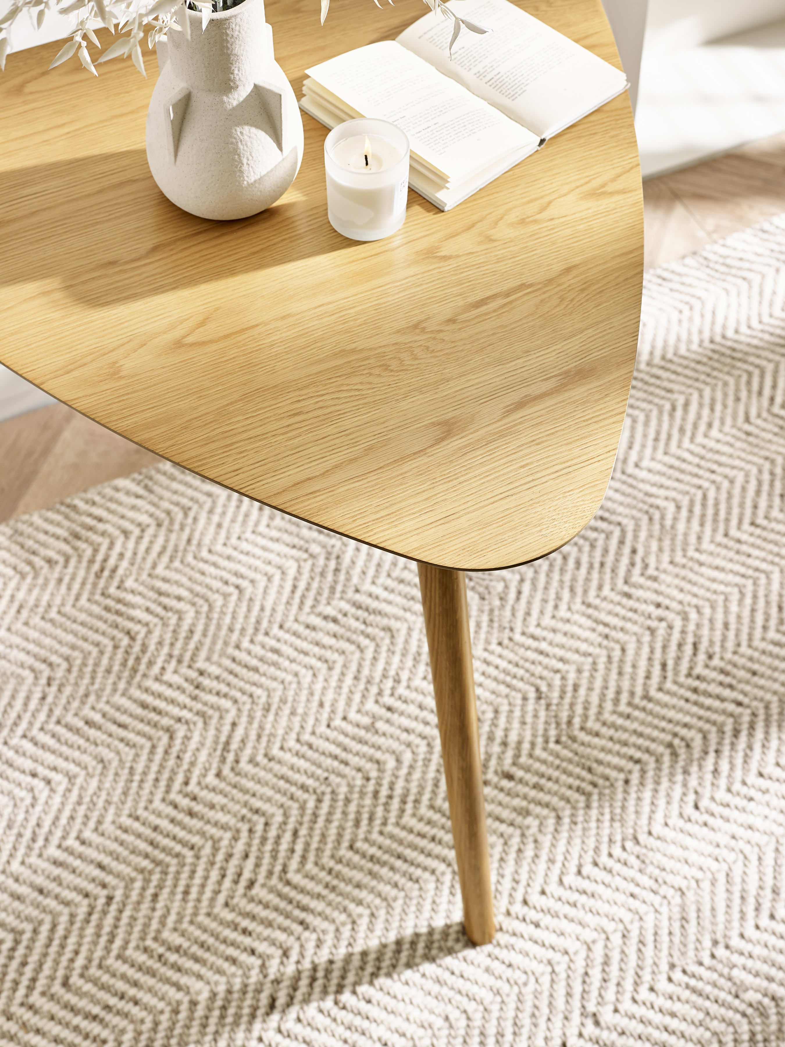 Athena Light Oak Triangular 3 Seater Dining Table – Light Oak Effect