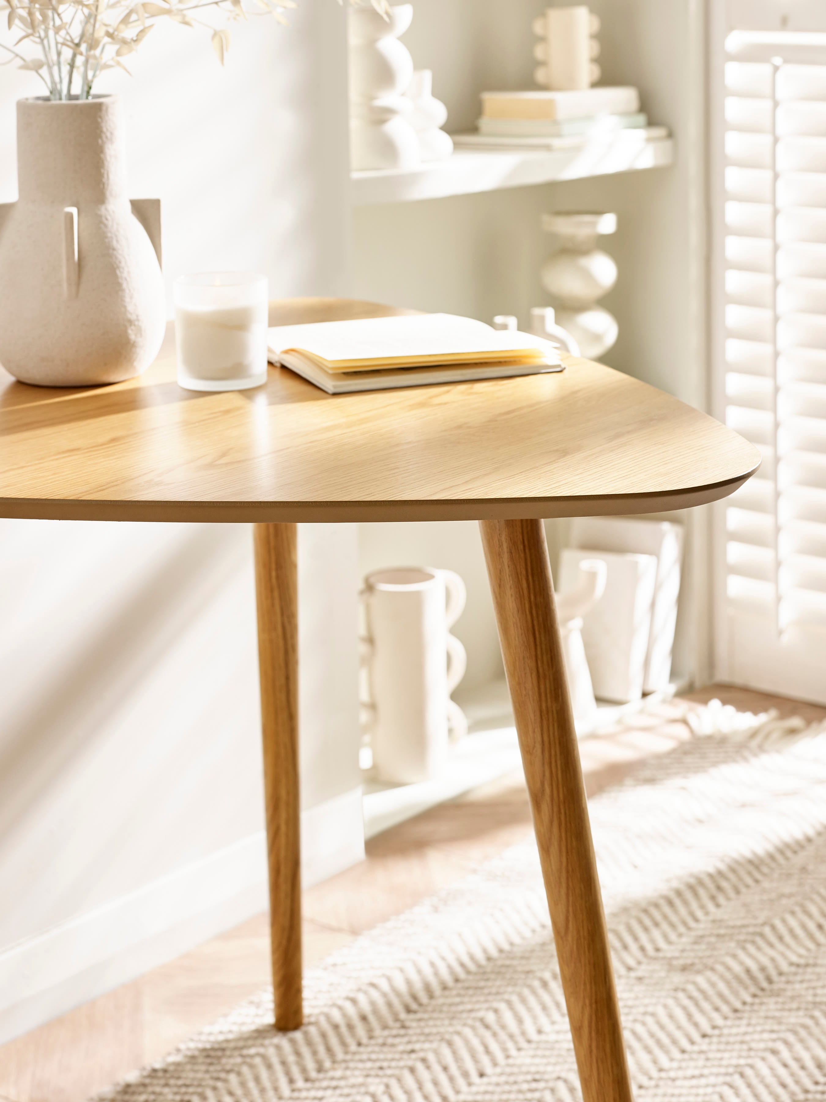 Athena Light Oak Triangular 3 Seater Dining Table – Light Oak Effect