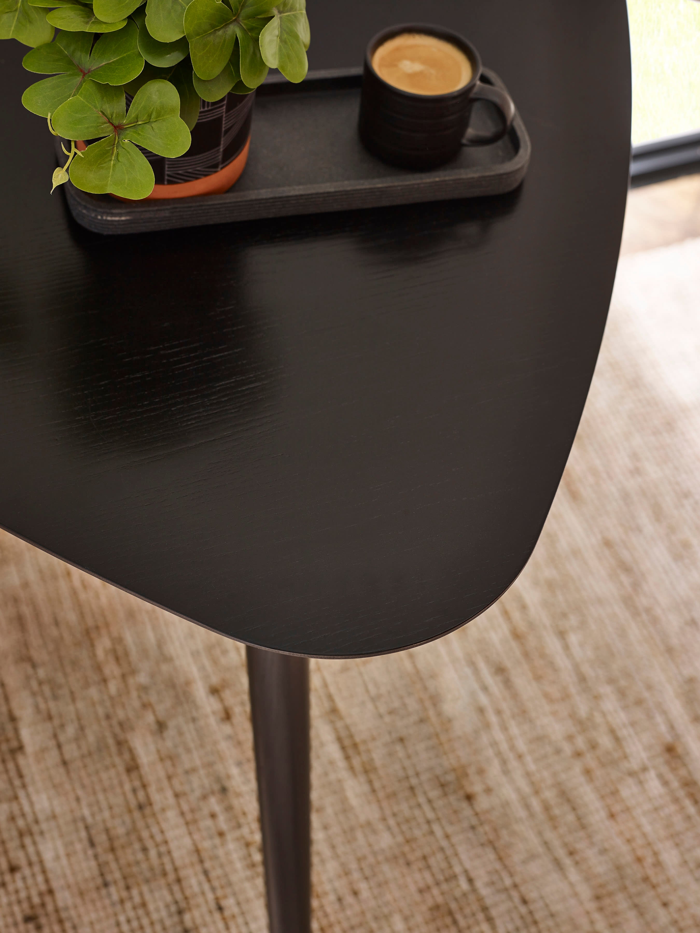 Athena Black Triangular 3 Seater Dining Table – Black Ash Effect