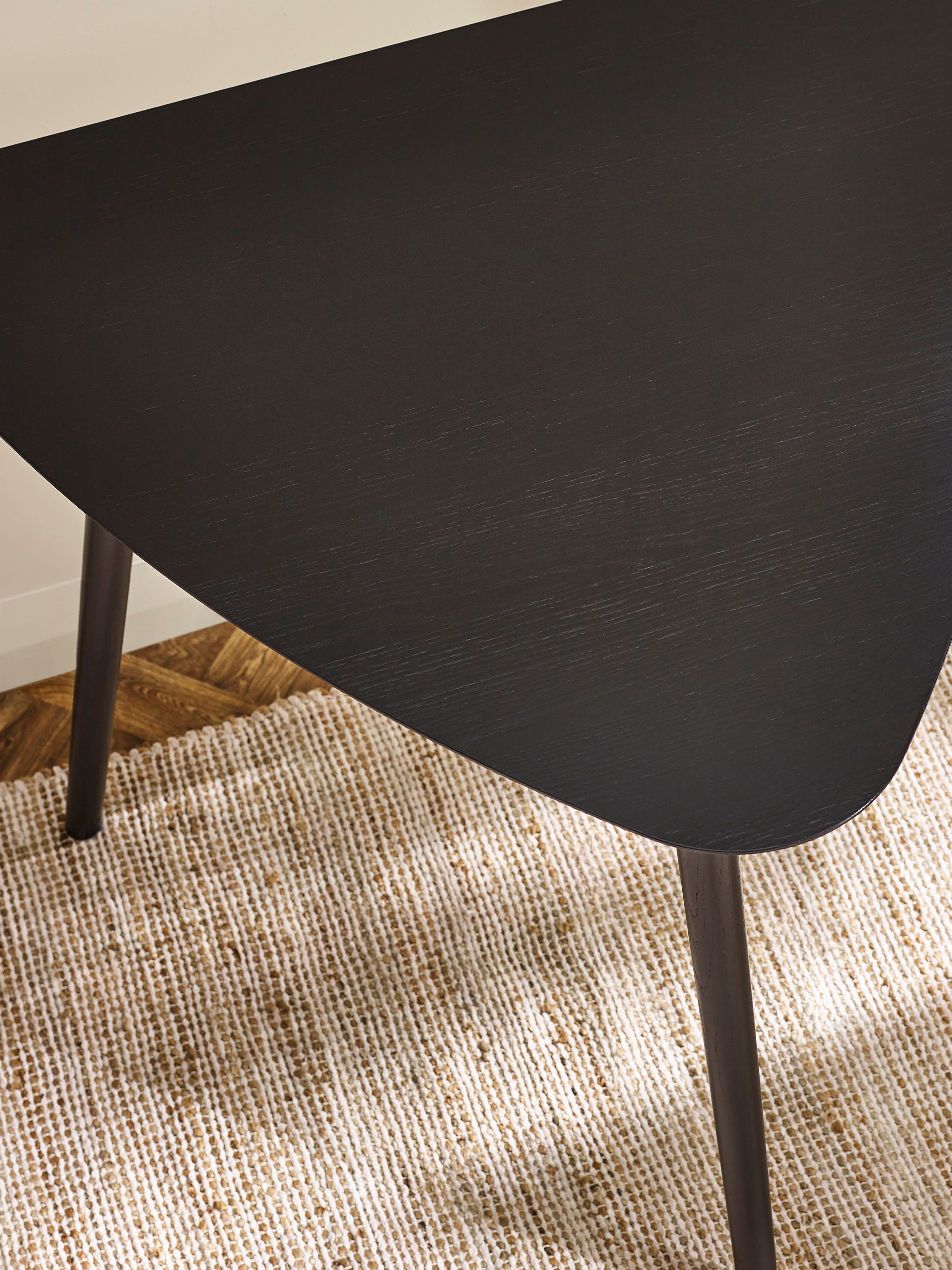 Athena Black Triangular 3 Seater Dining Table – Black Ash Effect