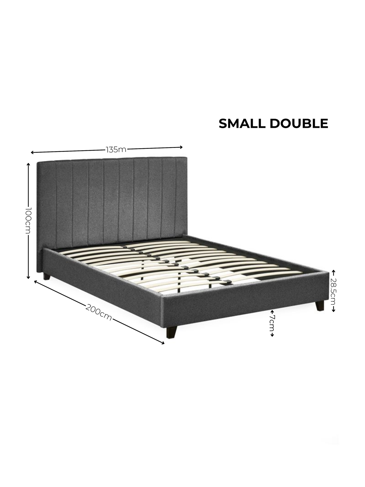Aylen Dark Grey Faux Linen Upholstered Bed Frame – Dark Grey Linen