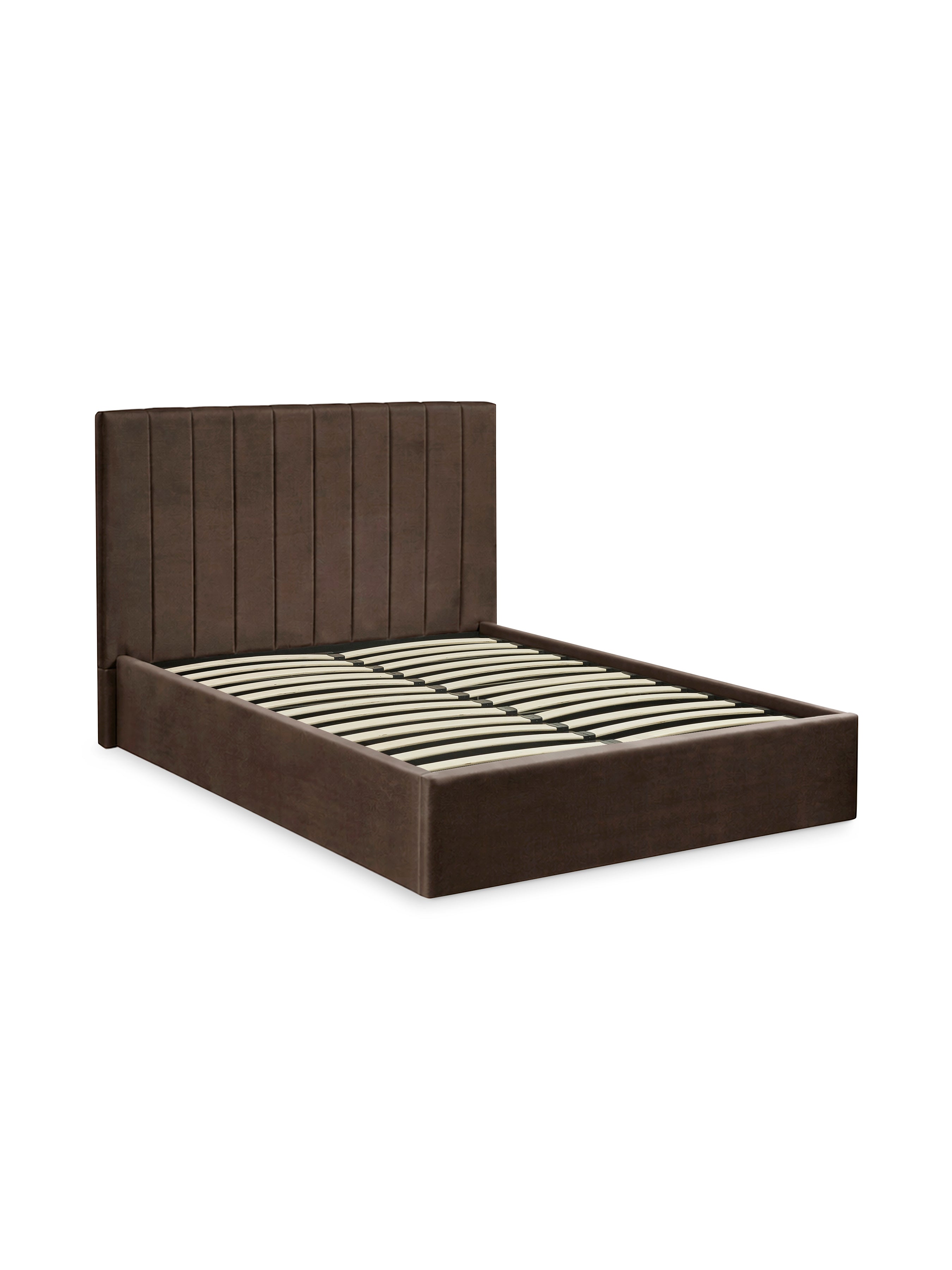 Aylen Chocolate Brown Velvet Upholstered Ottoman Storage Bed Frame – Chocolate Velvet