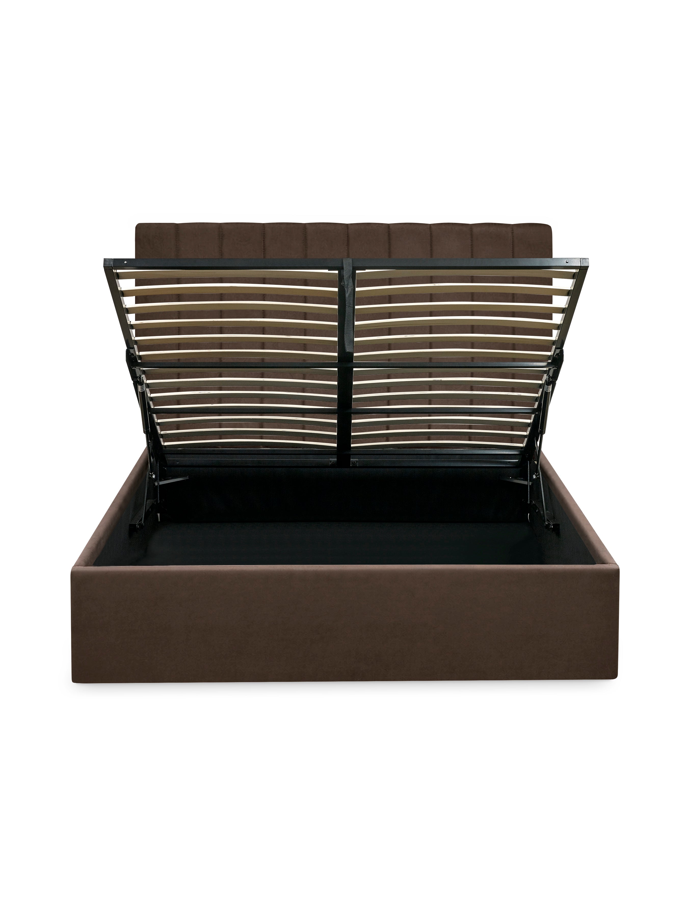 Aylen Chocolate Brown Velvet Upholstered Ottoman Storage Bed Frame – Chocolate Velvet