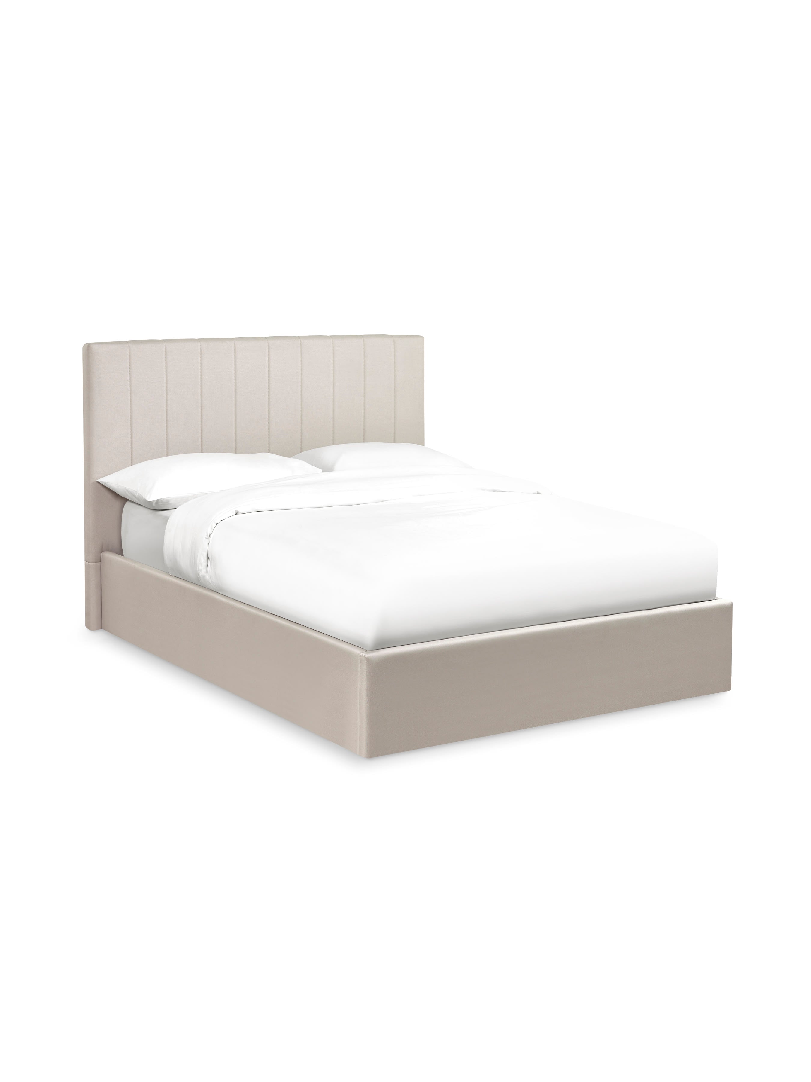Aylen Oatmeal Faux Linen Upholstered Ottoman Storage Bed Frame – Oatmeal Linen
