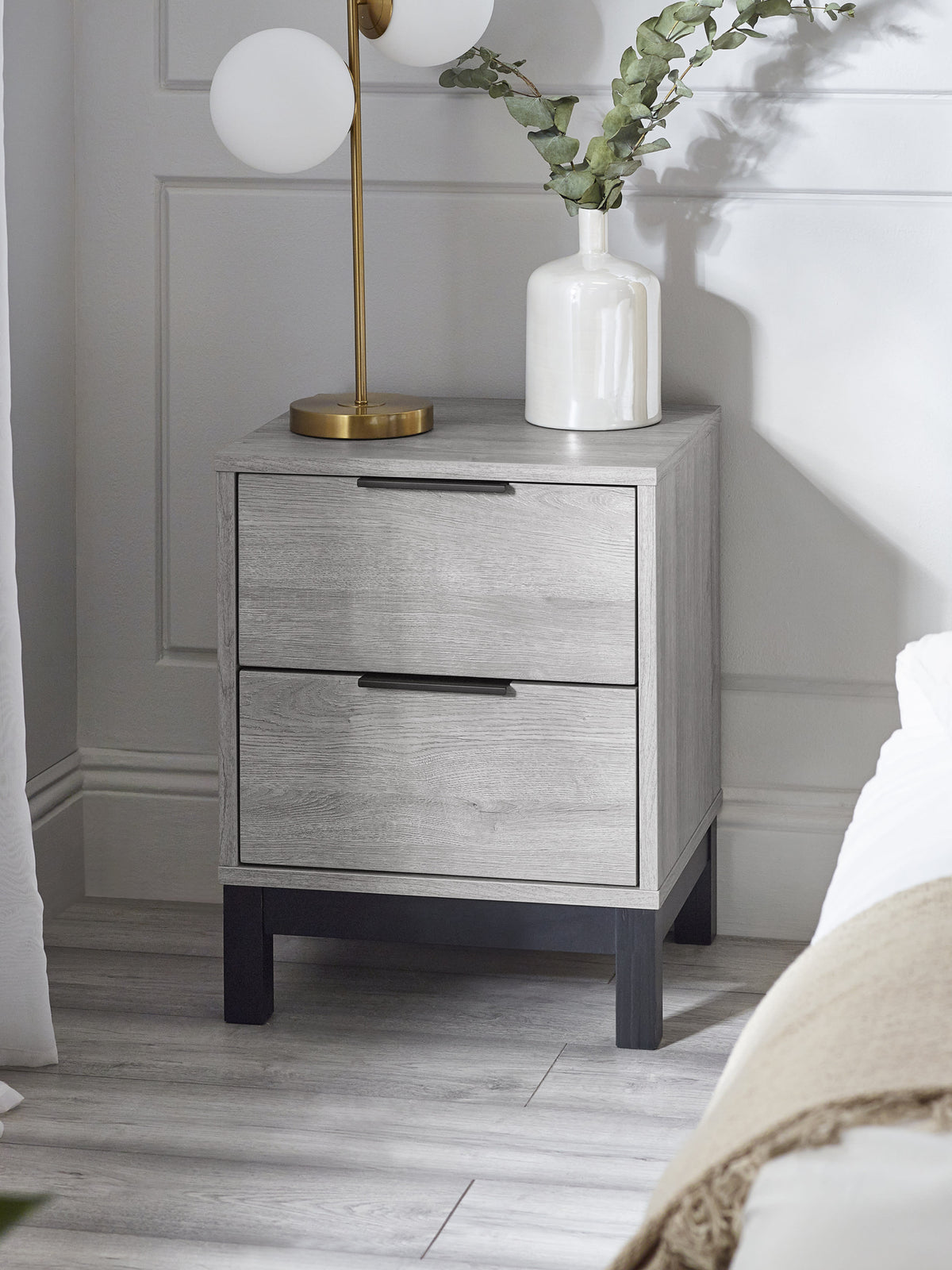 Bali 2 Drawer Bedside - Grey Oak