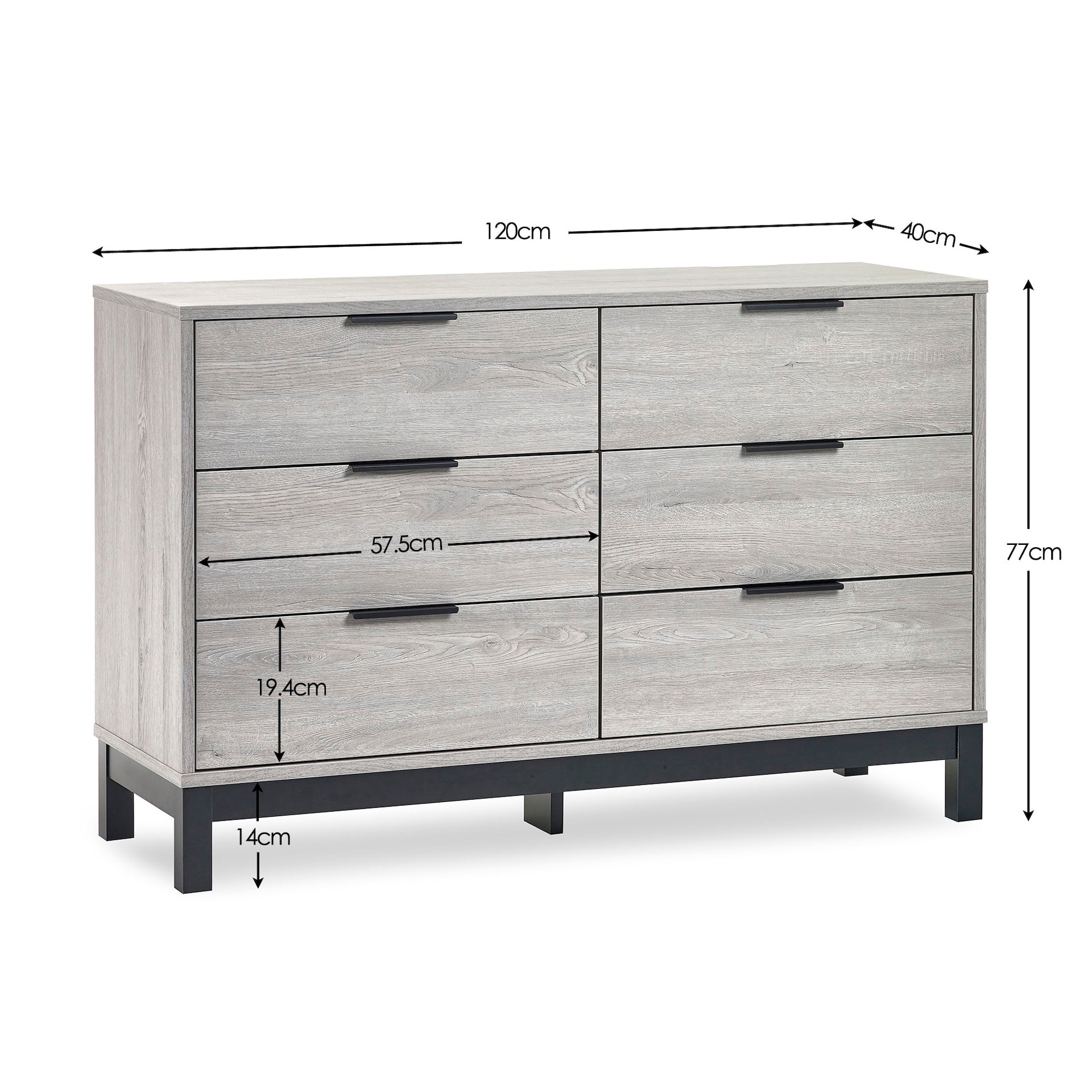 Bali 6 Drawer Wide Chest - Grey Oak – Julian Bowen, view 4