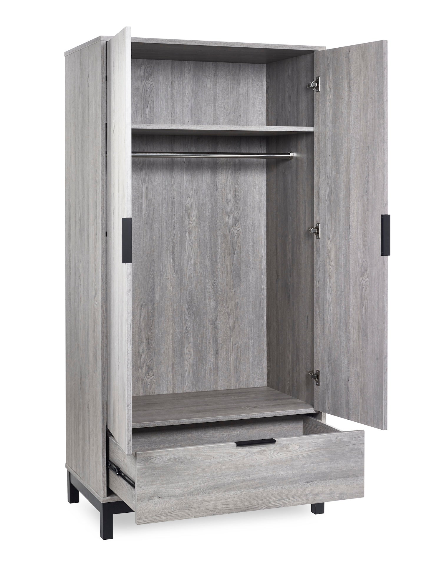 Bali 2 Door 1 Drawer Wardrobe - Grey Oak – Julian Bowen, view 4