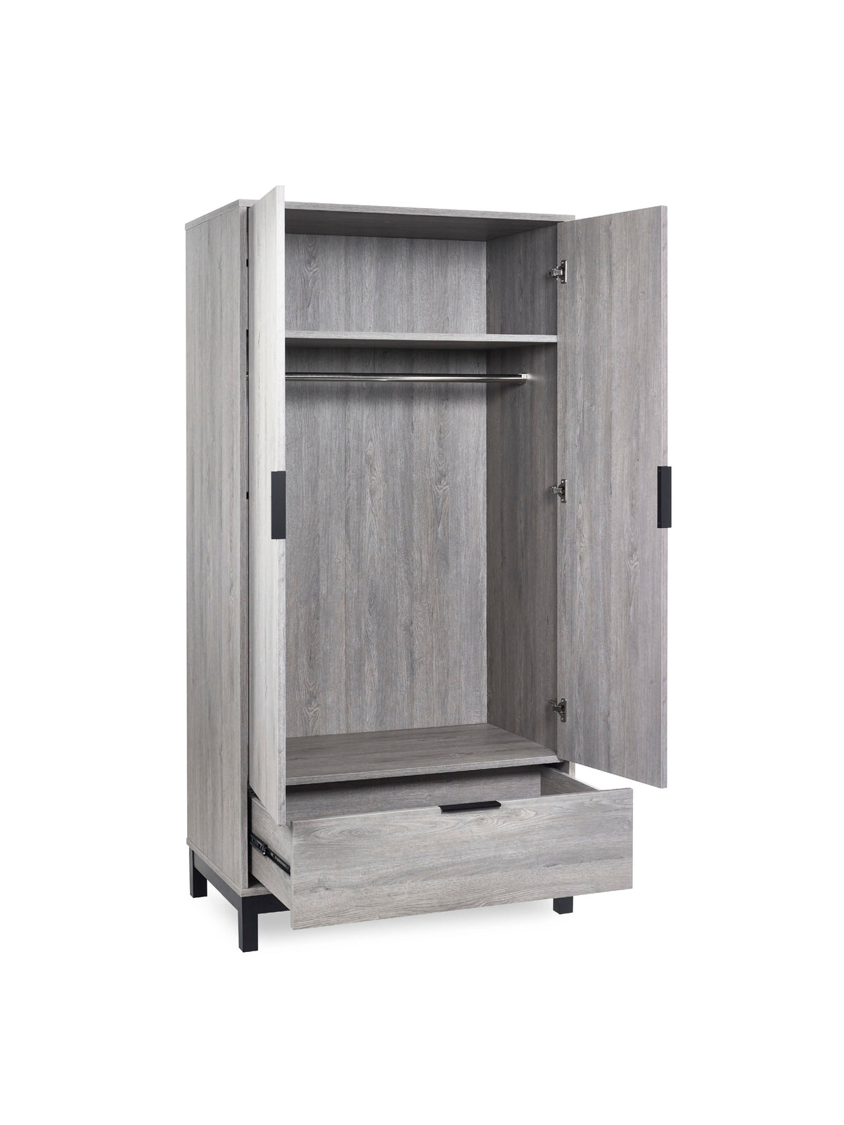 Bali 2 Door 1 Drawer Wardrobe - Grey Oak